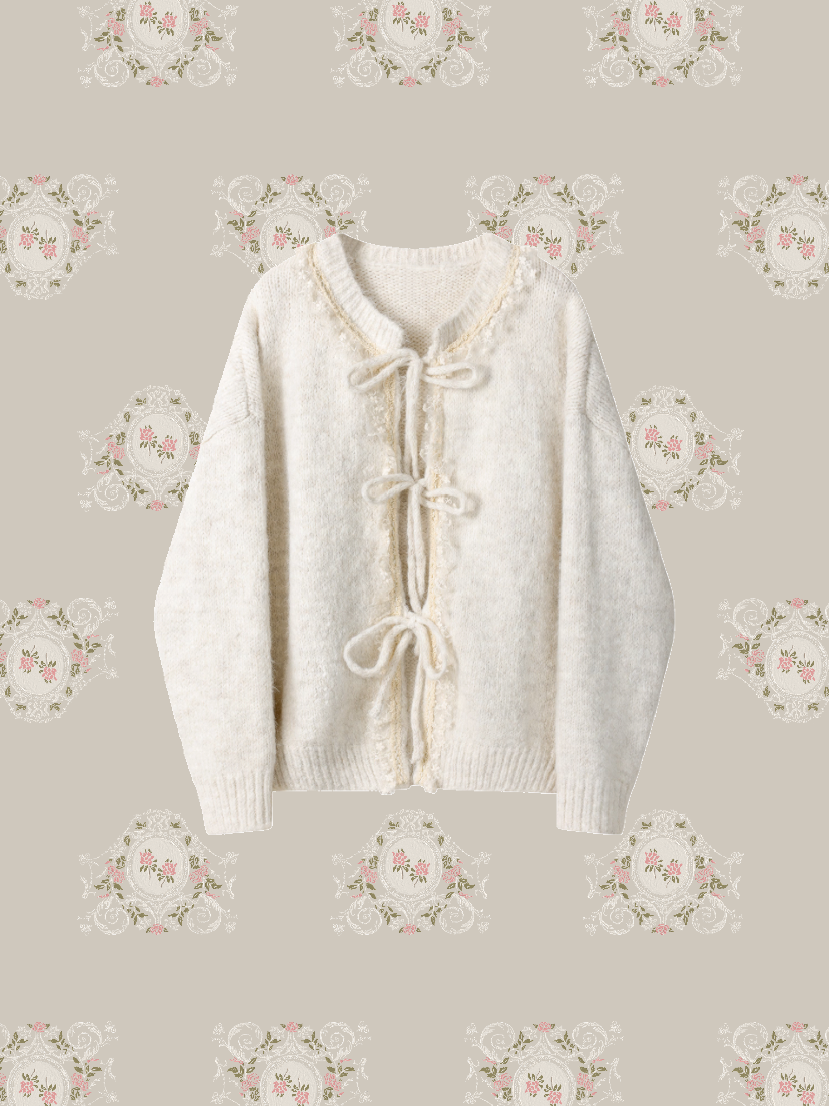 Sweet Lace Piping Ribbon Cardigan/スイートレースパイピングリボンカーディガン
