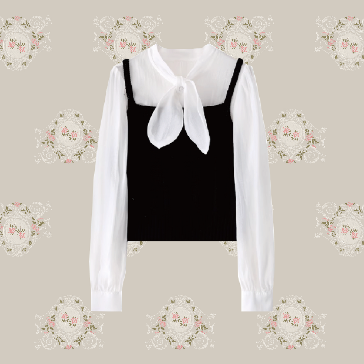 Cami Docking Ribbon Shirt/キャミドッキングリボンシャツ
