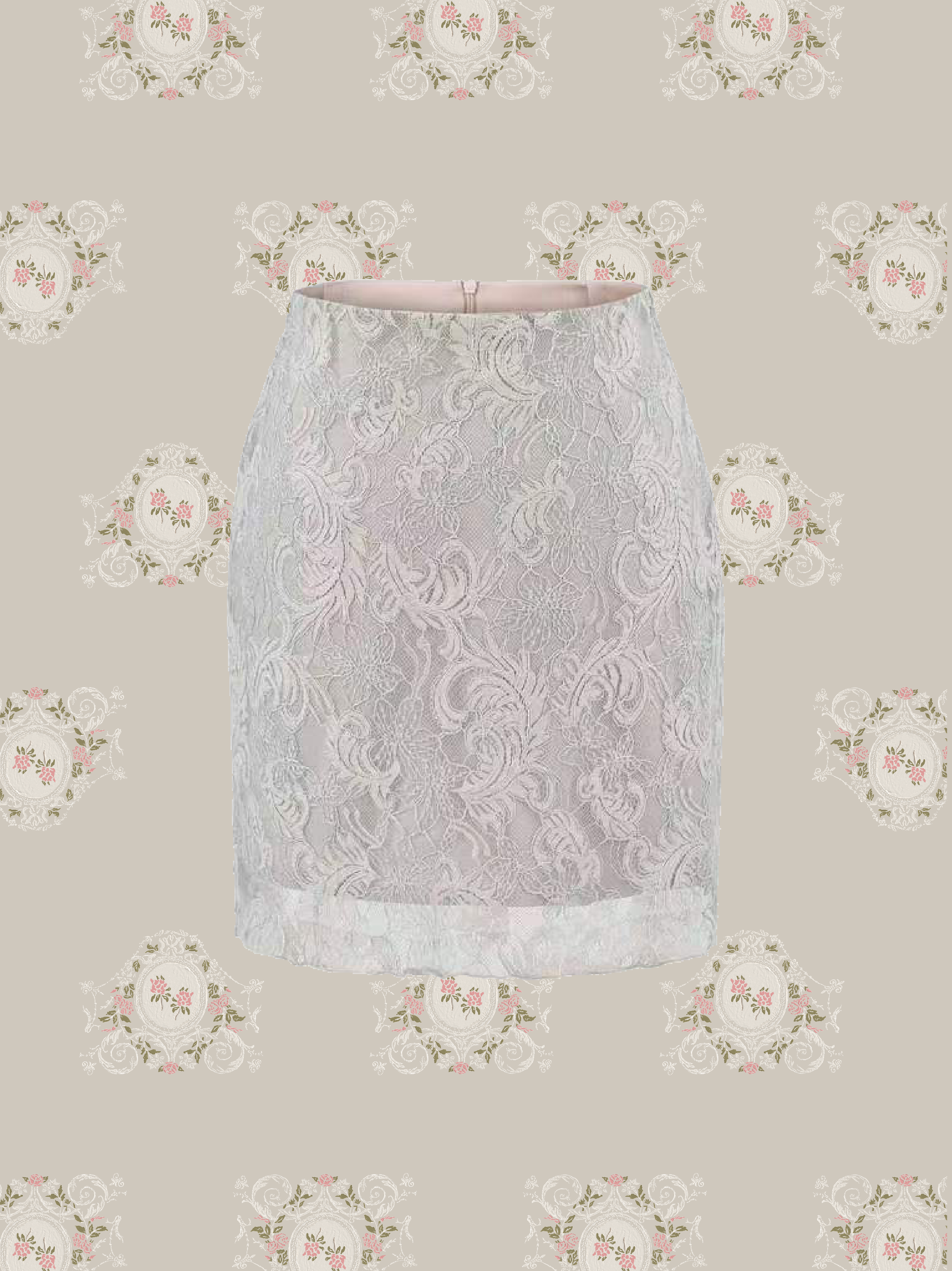 Jacquard Pastel Floral Lace Mini Skirt/ジャカードパステル花柄レースミニスカート