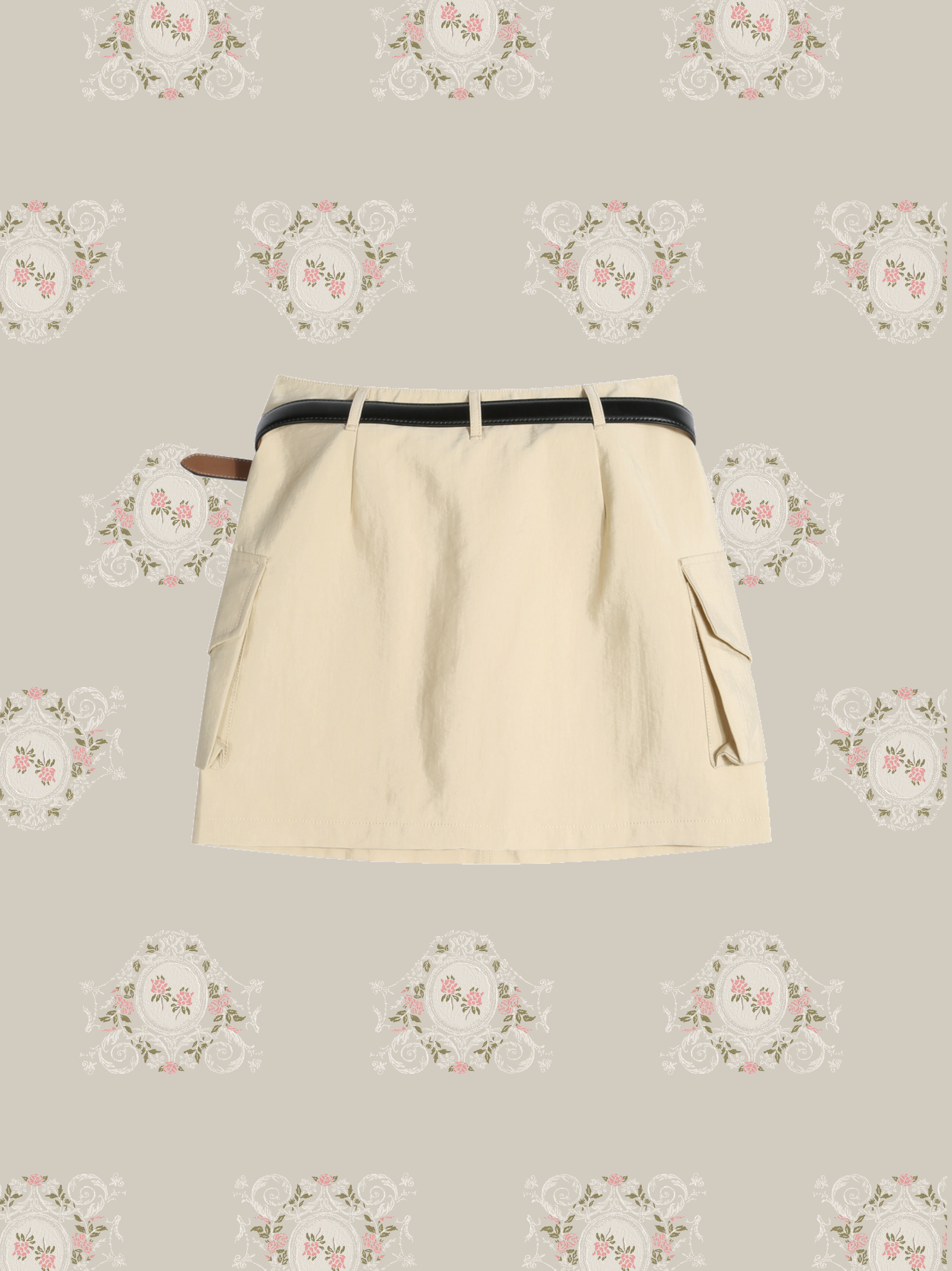 Double Pocket Mini Skirt With Belt/ベルト付きダブルポケットミニスカート