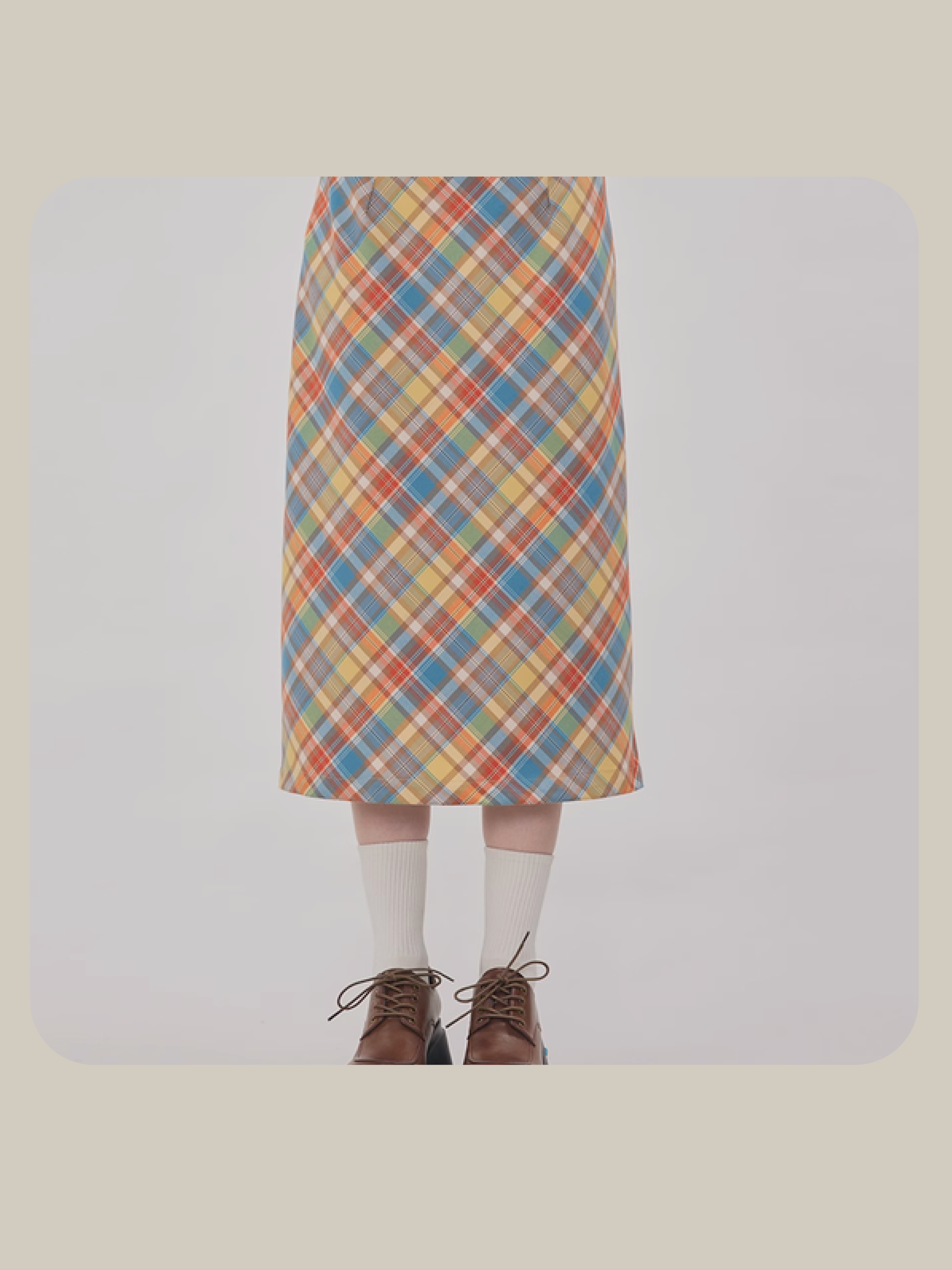 Macaron Color Plaid Skirt   マカロンカラーチェック柄スカート