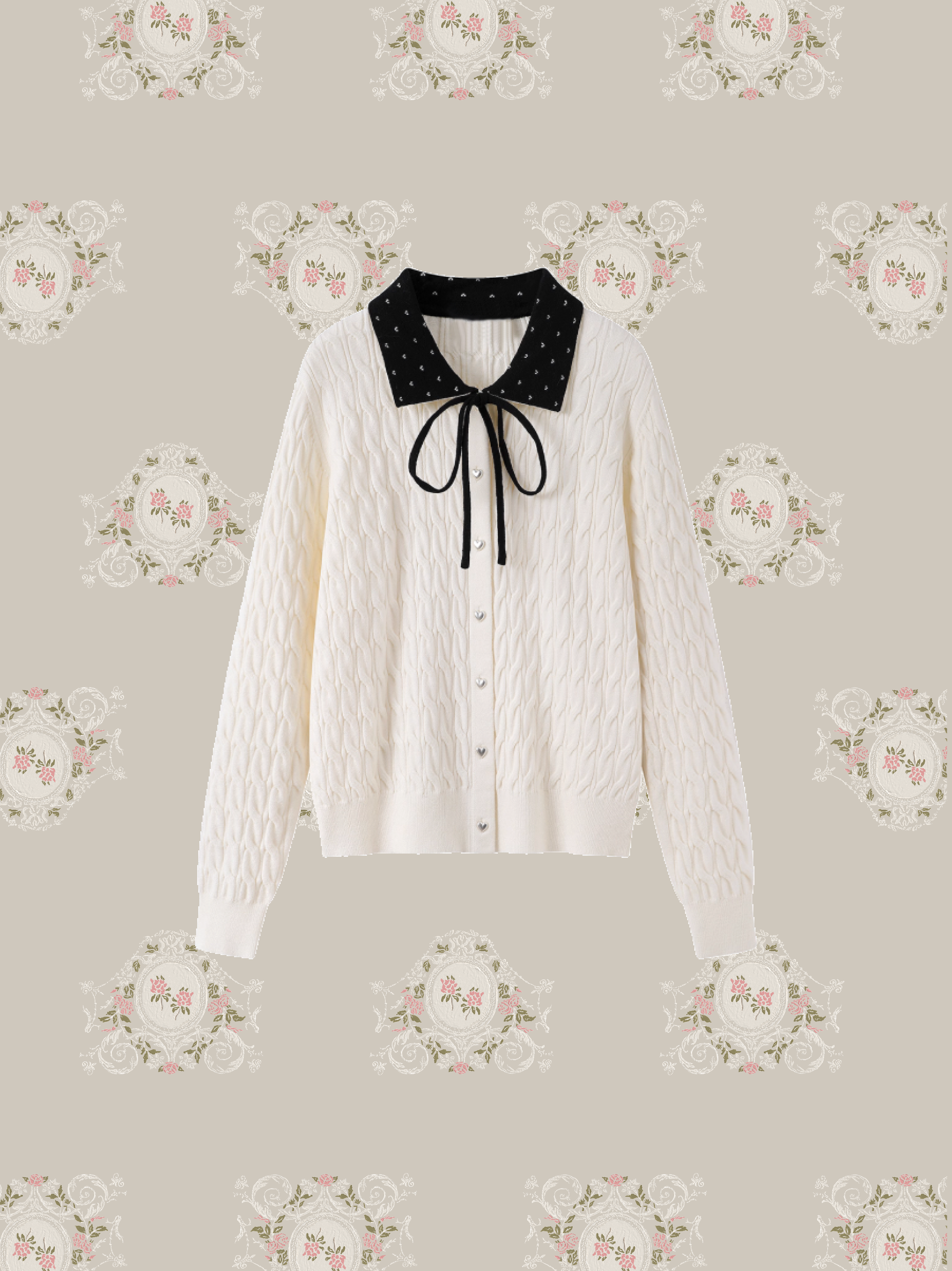 Detail Lace Ribbon Cardigan/ディーテルレースリボンカーディガン