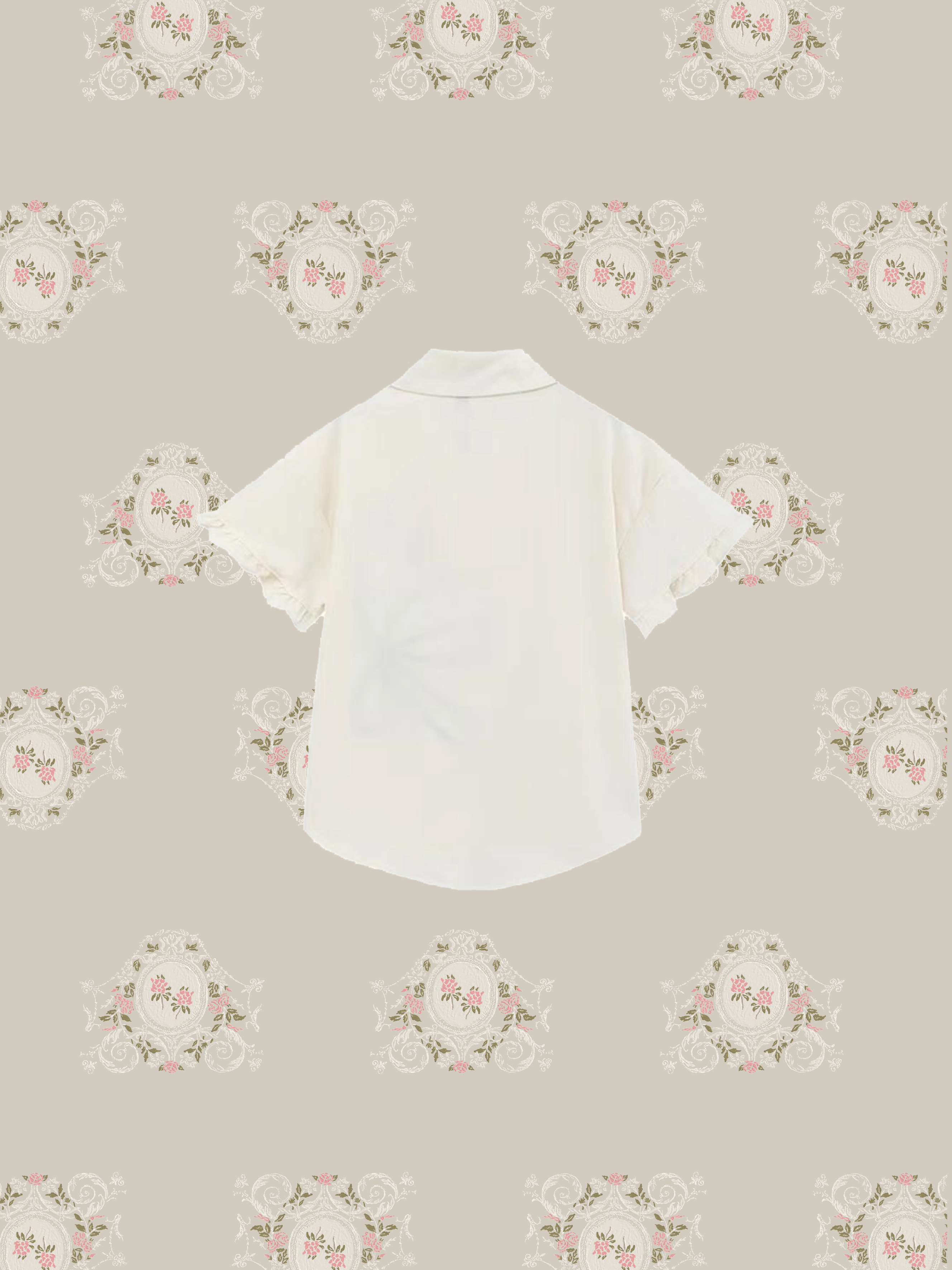 Flower Applique Frill Shirt