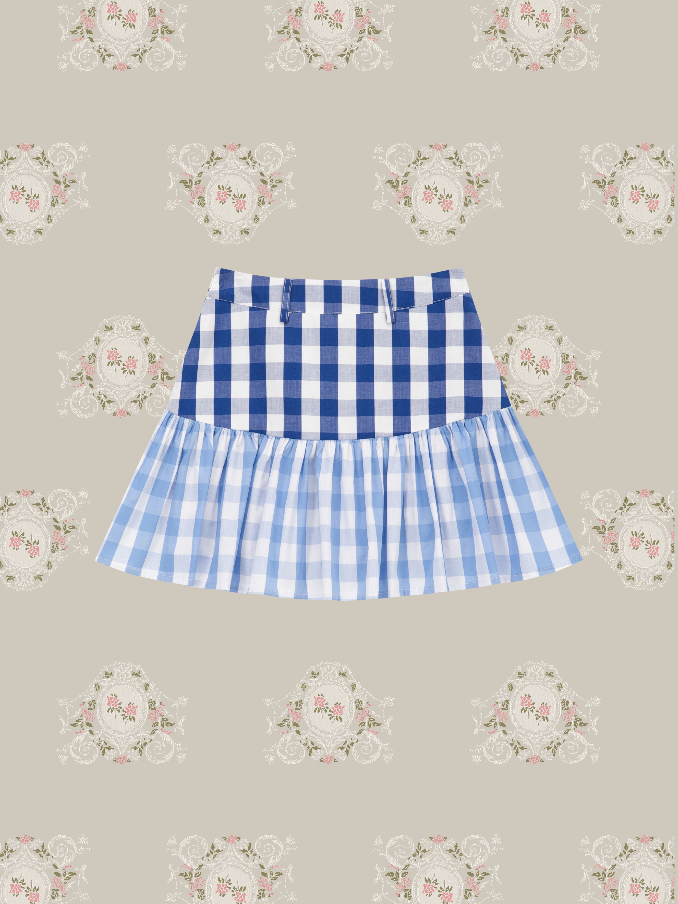 ・予約商品・Contrast Plaid Pleated Skirt/コントラストチェック柄プリーツスカート