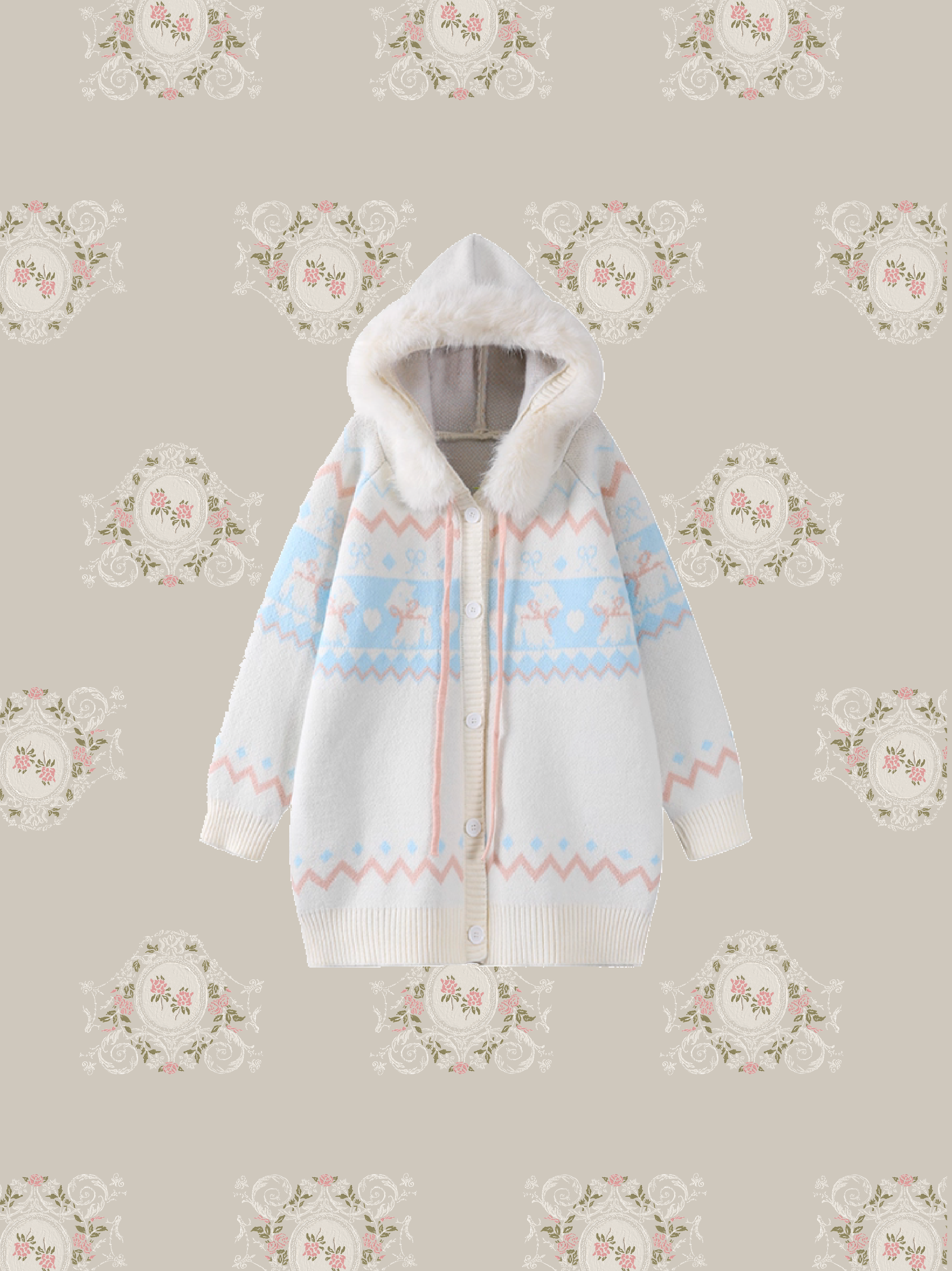 Animal Embroidery Hoodie Cardigan/アニマル刺繍パーカーカーディガン