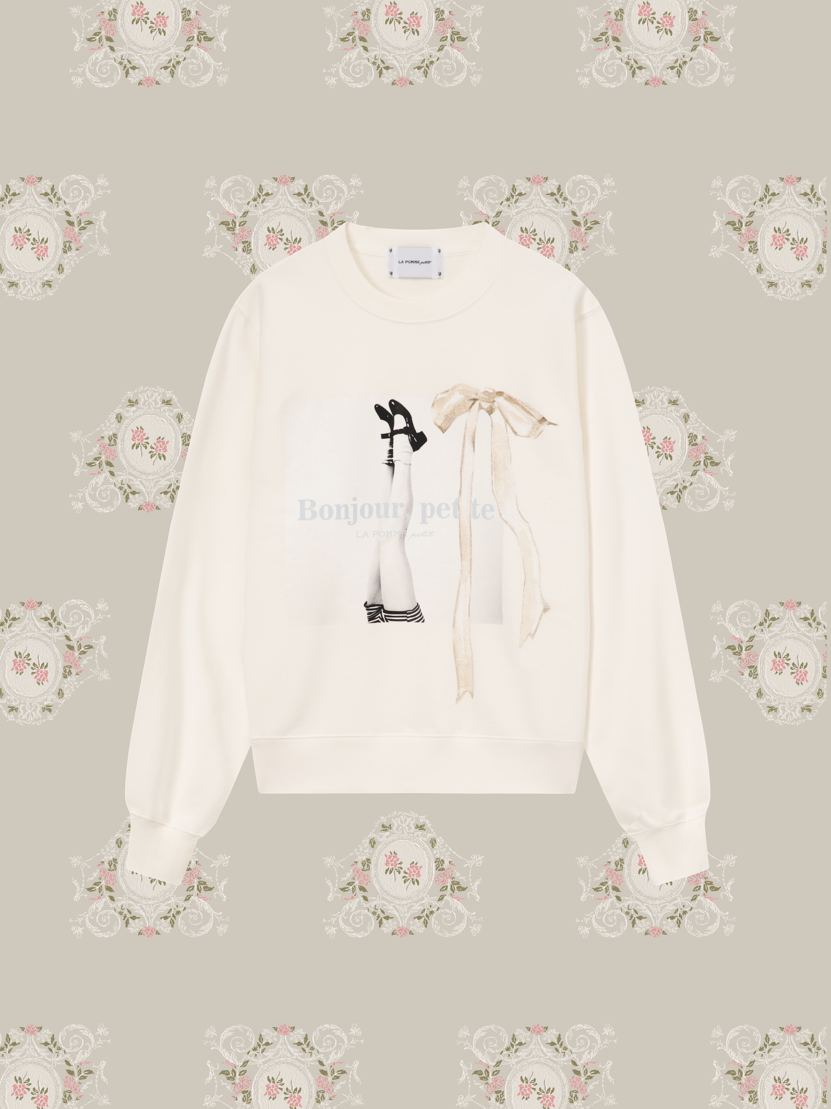 LA POMME petit Bow Heels Illustration Sweat