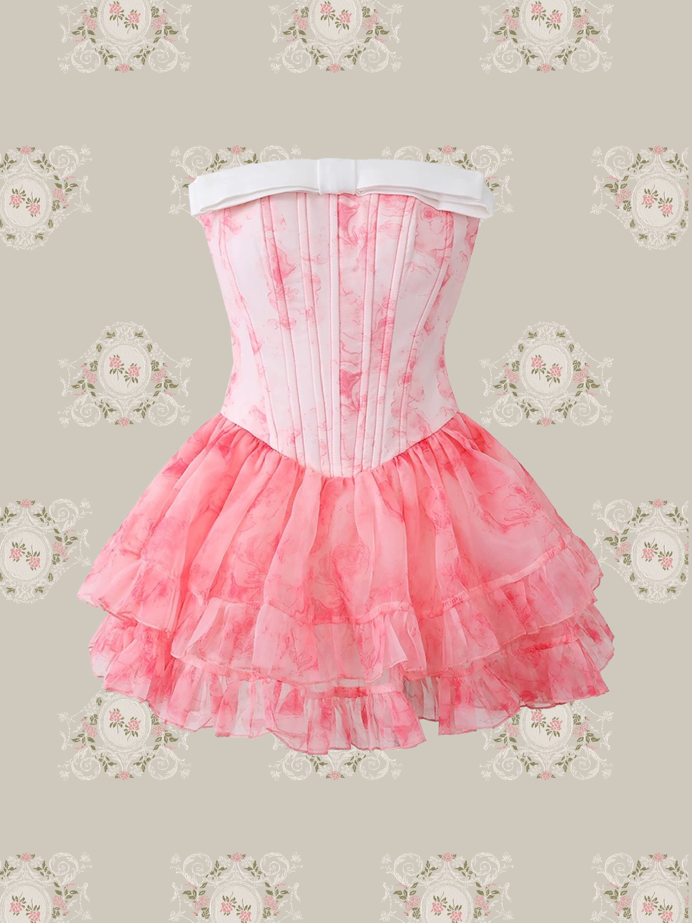 Luxe Bow Structured Bustier Dress Set Up/ラグジュアリーリボン付きビスチェドレス