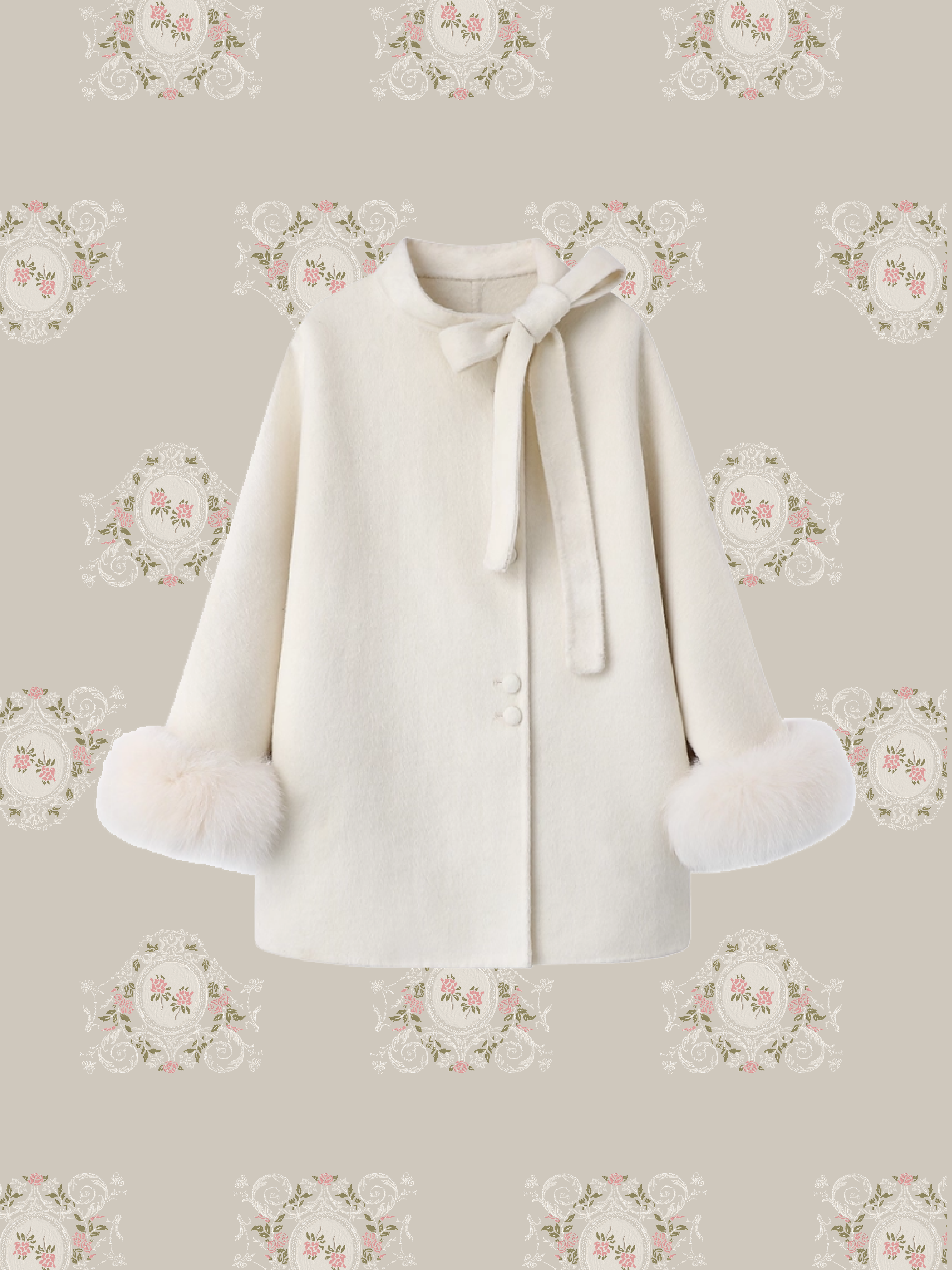 Princess Fur Ribbon Wool Coat/プリンセスファーリボンウールコート