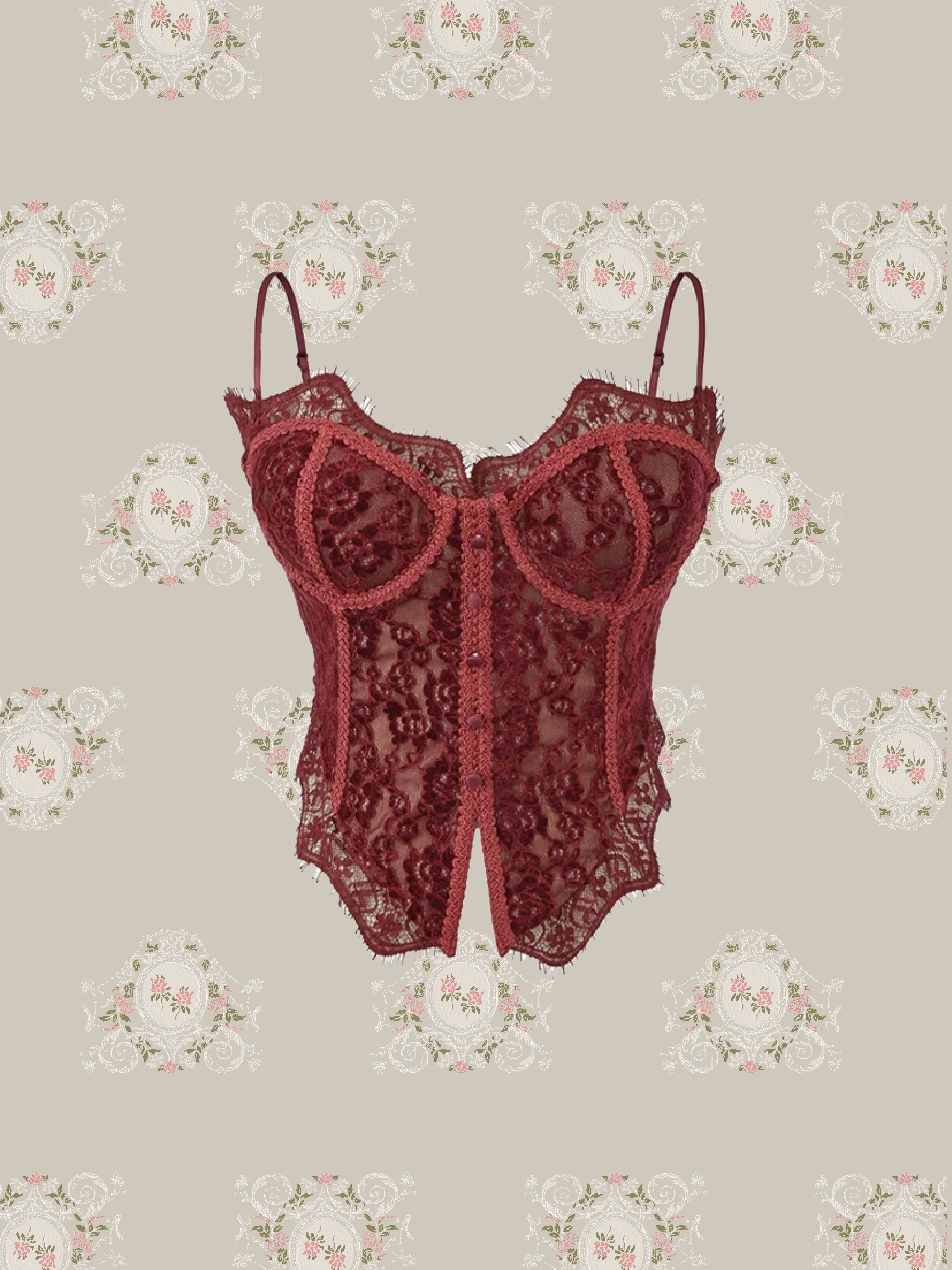 Texture Lace Padded Cami/テクスチャーレースパッド入りキャミソール