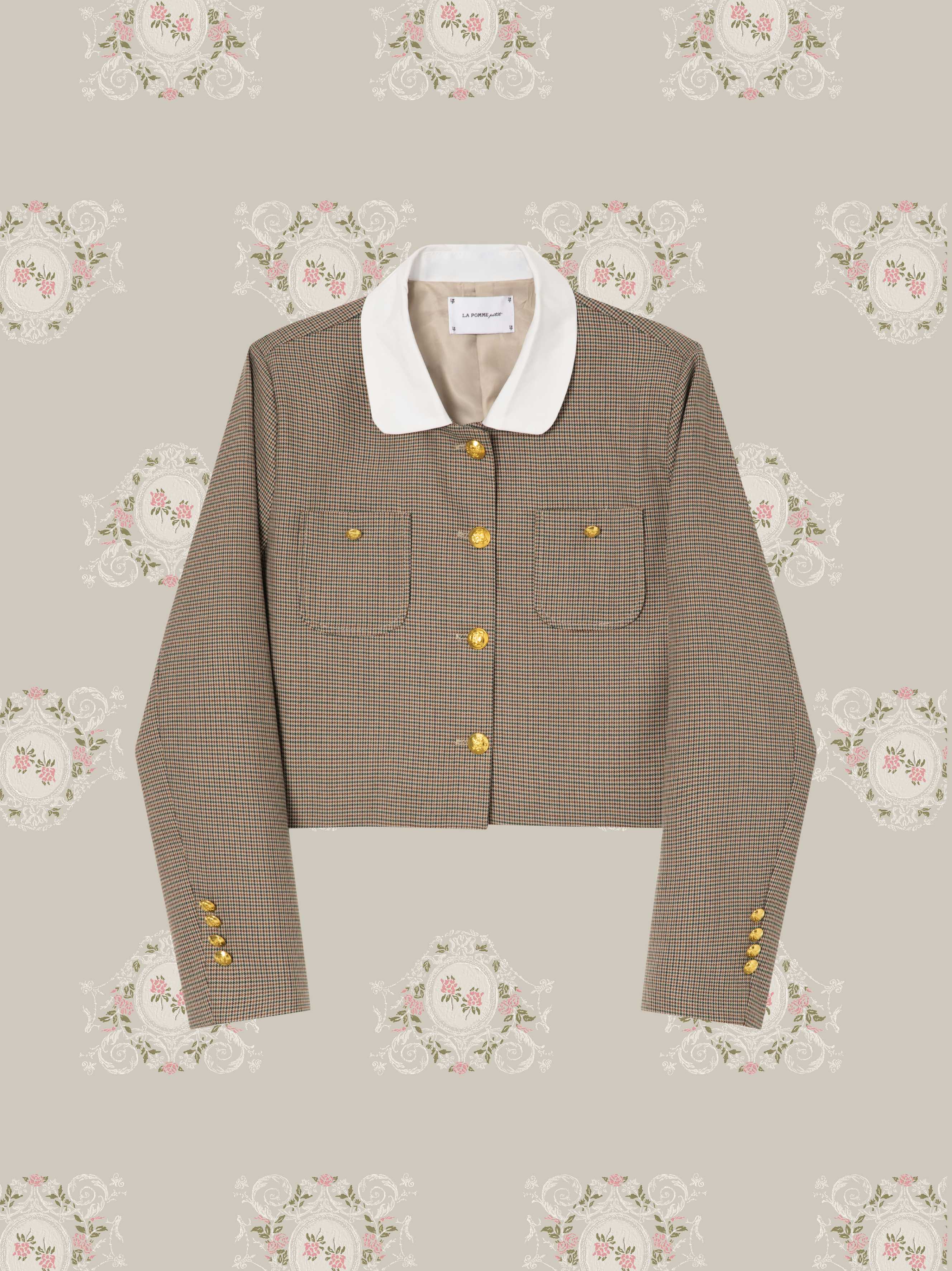 Houndstooth Gold Button Skirt Set-Up