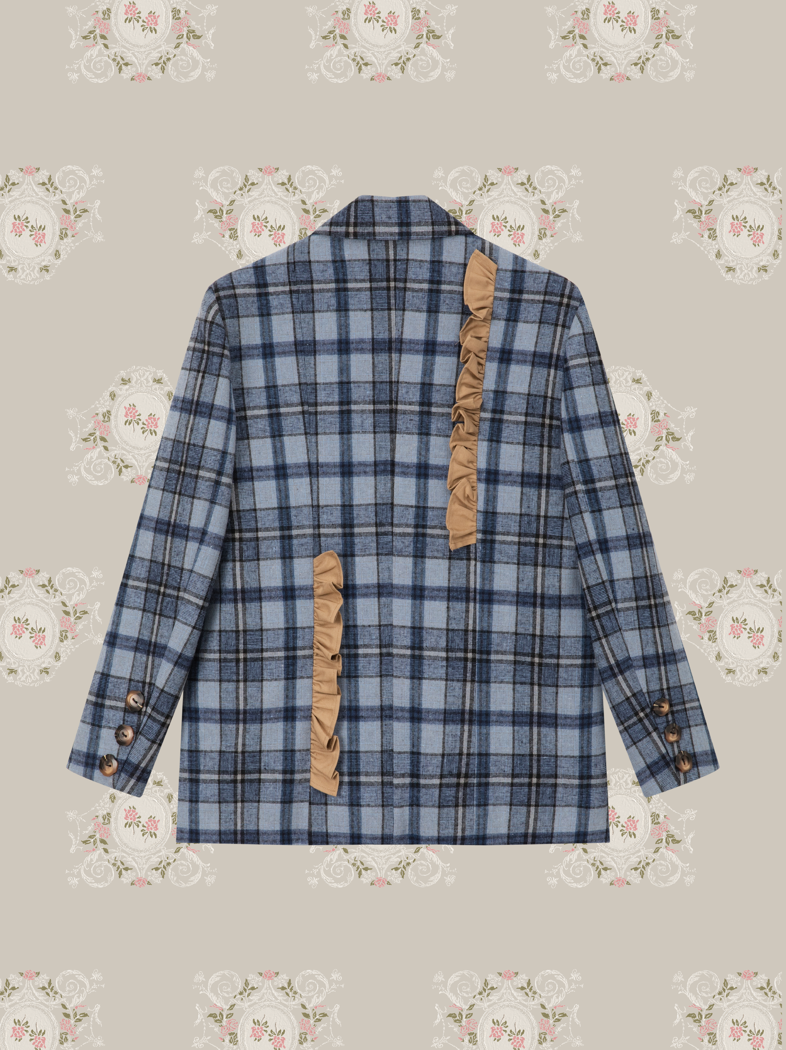 ・予約商品・Check Frill Decorate Jacket/チェック柄フリルジャケット