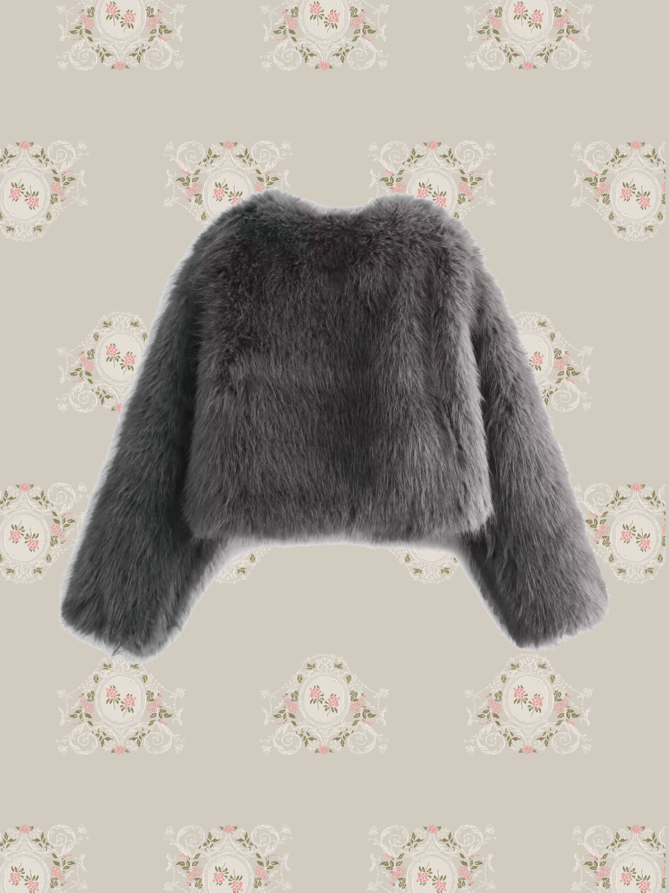 Gray Shearling Faux Fur Coat グレー シアリング フェイクファー コート