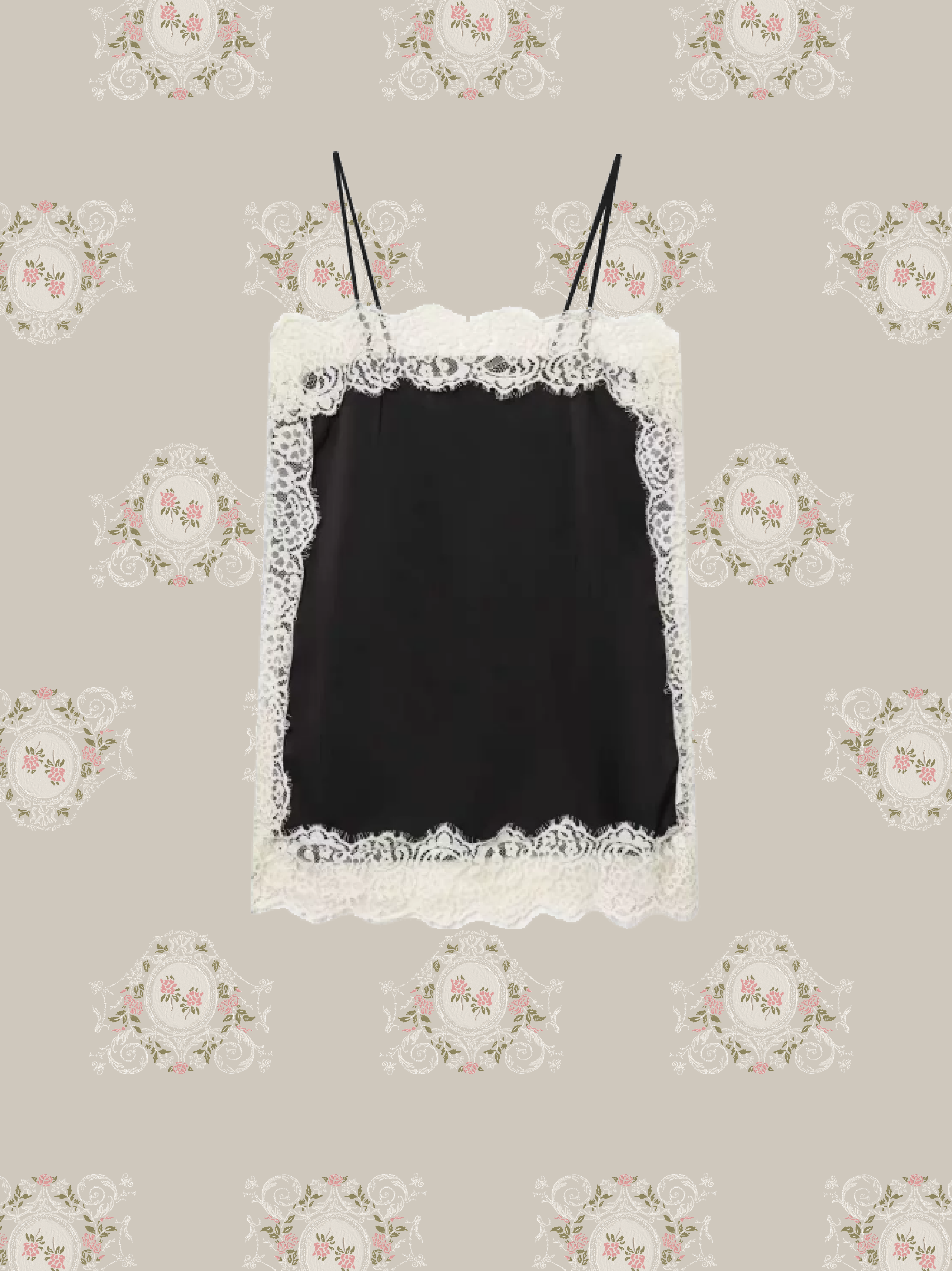 Satin Lace Trim Cami/サテンレーストリムキャミ