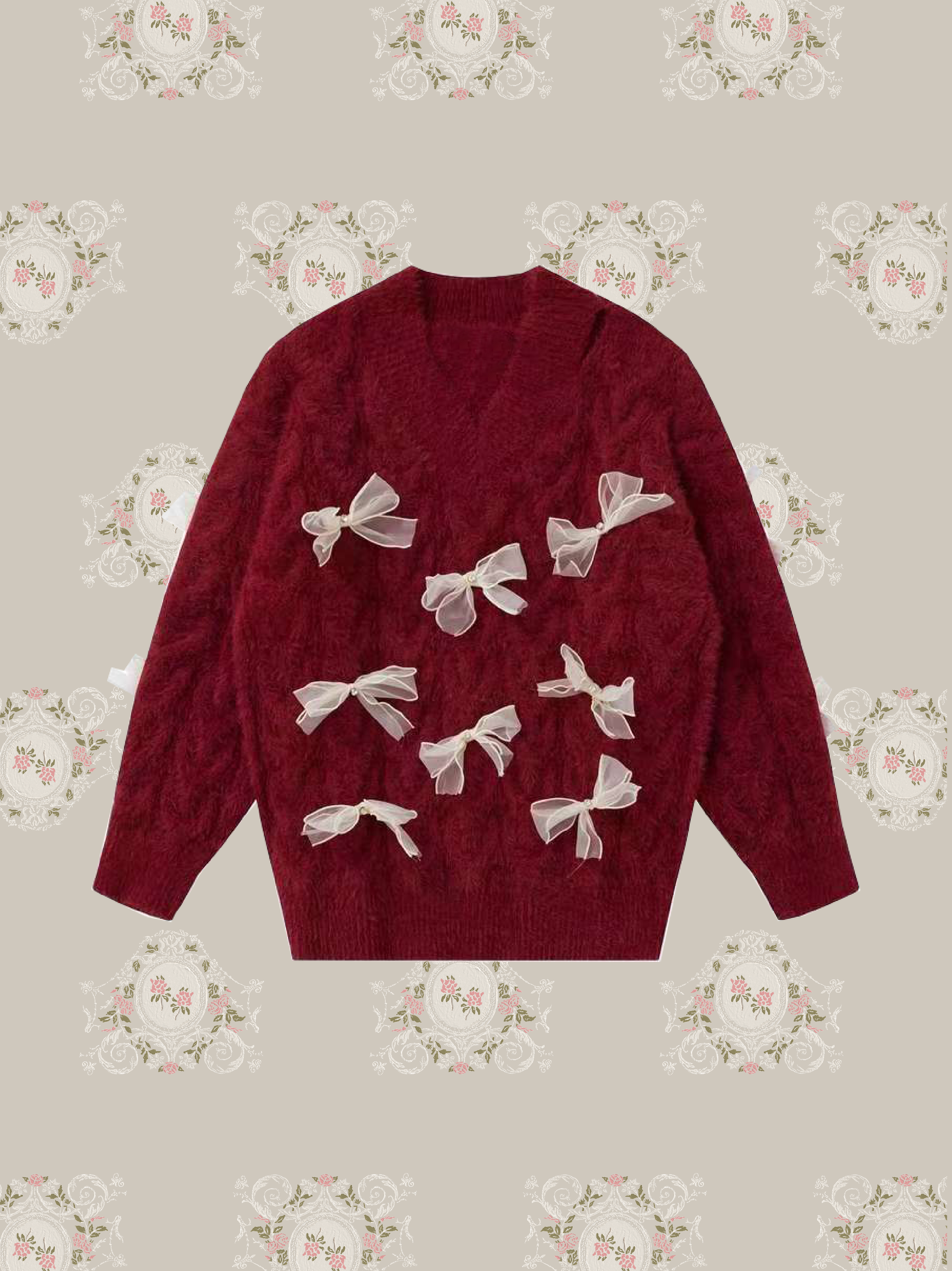 Mesh Ribbon Motif Sweater/メッシュリボンモチーフセーター