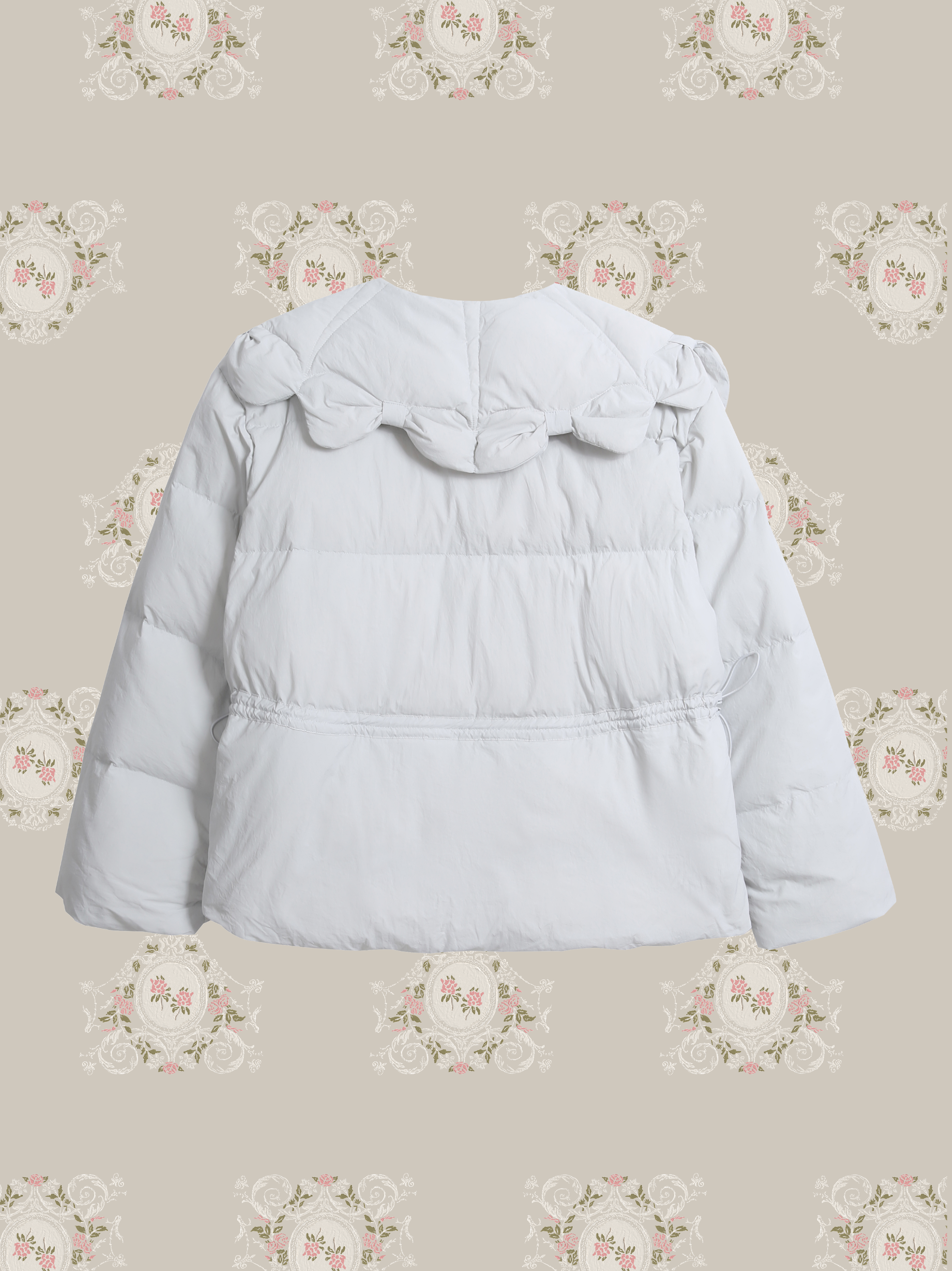 Ribbon Collar Waisted Duck Down Jacket/リボンカラーウエストダックダウンジャケット