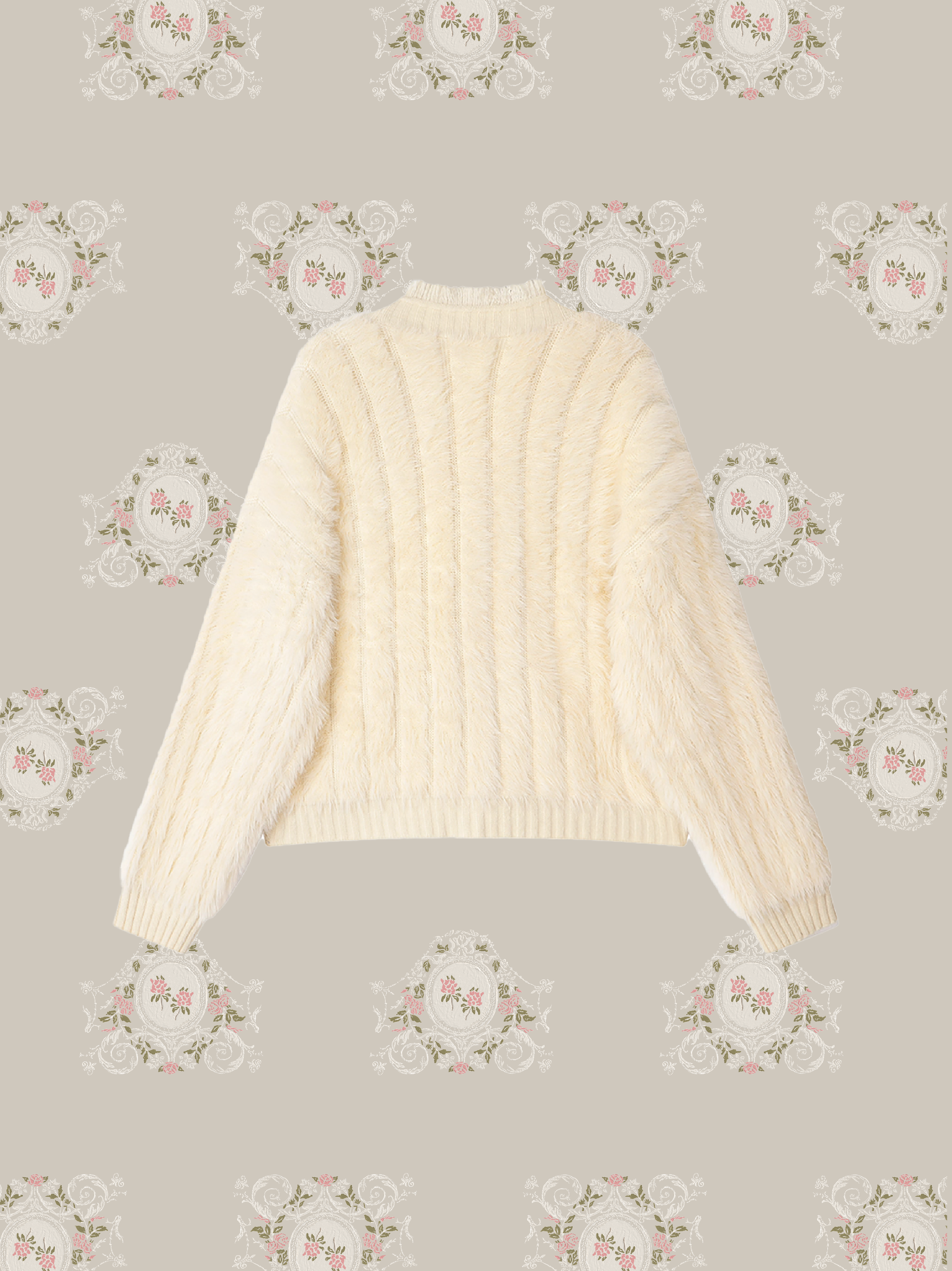 Flower Applique Fluffy Cardigan/フラワーアップリケふわふわカーディガン