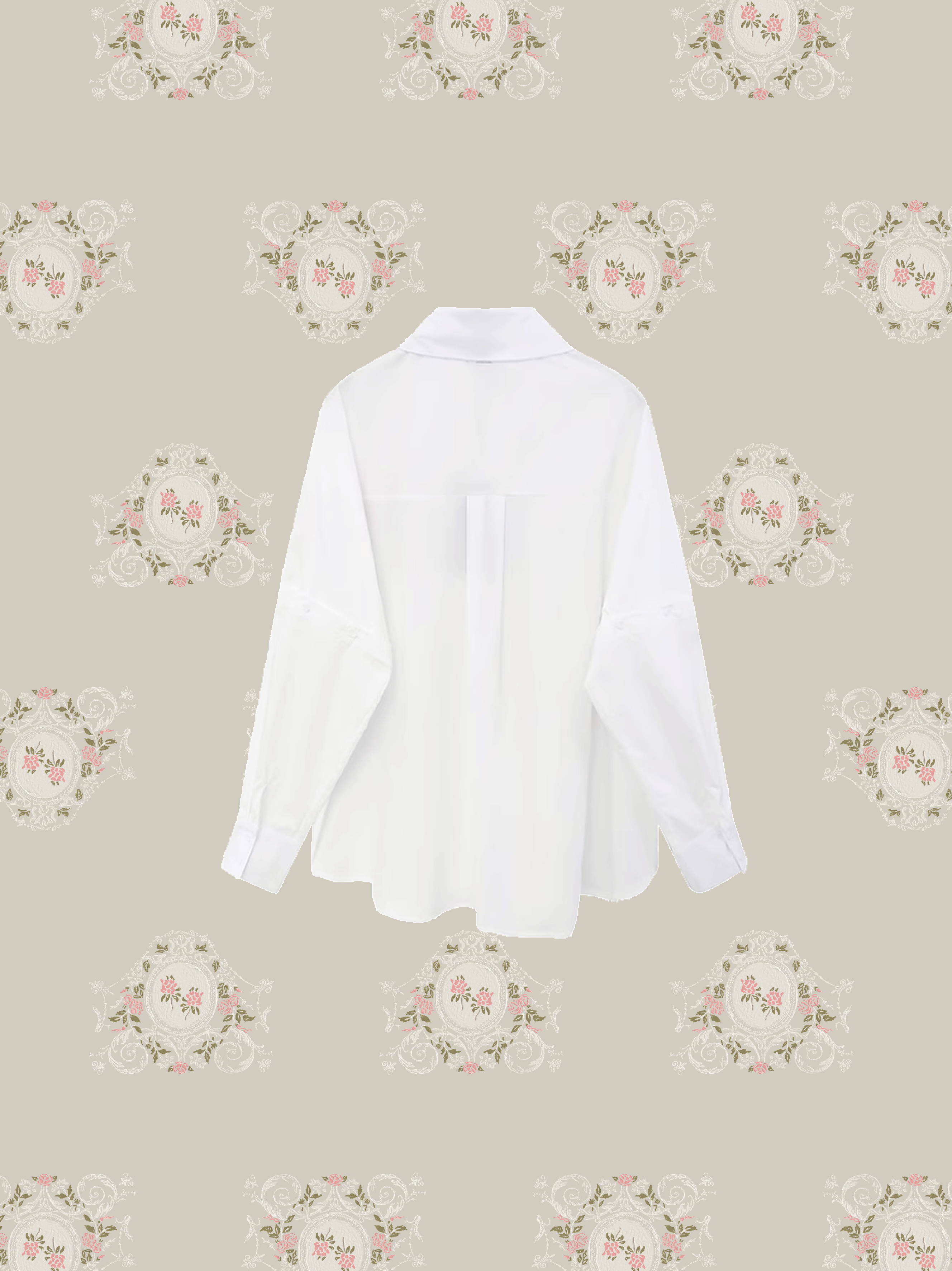 Rose Applique White Shirt