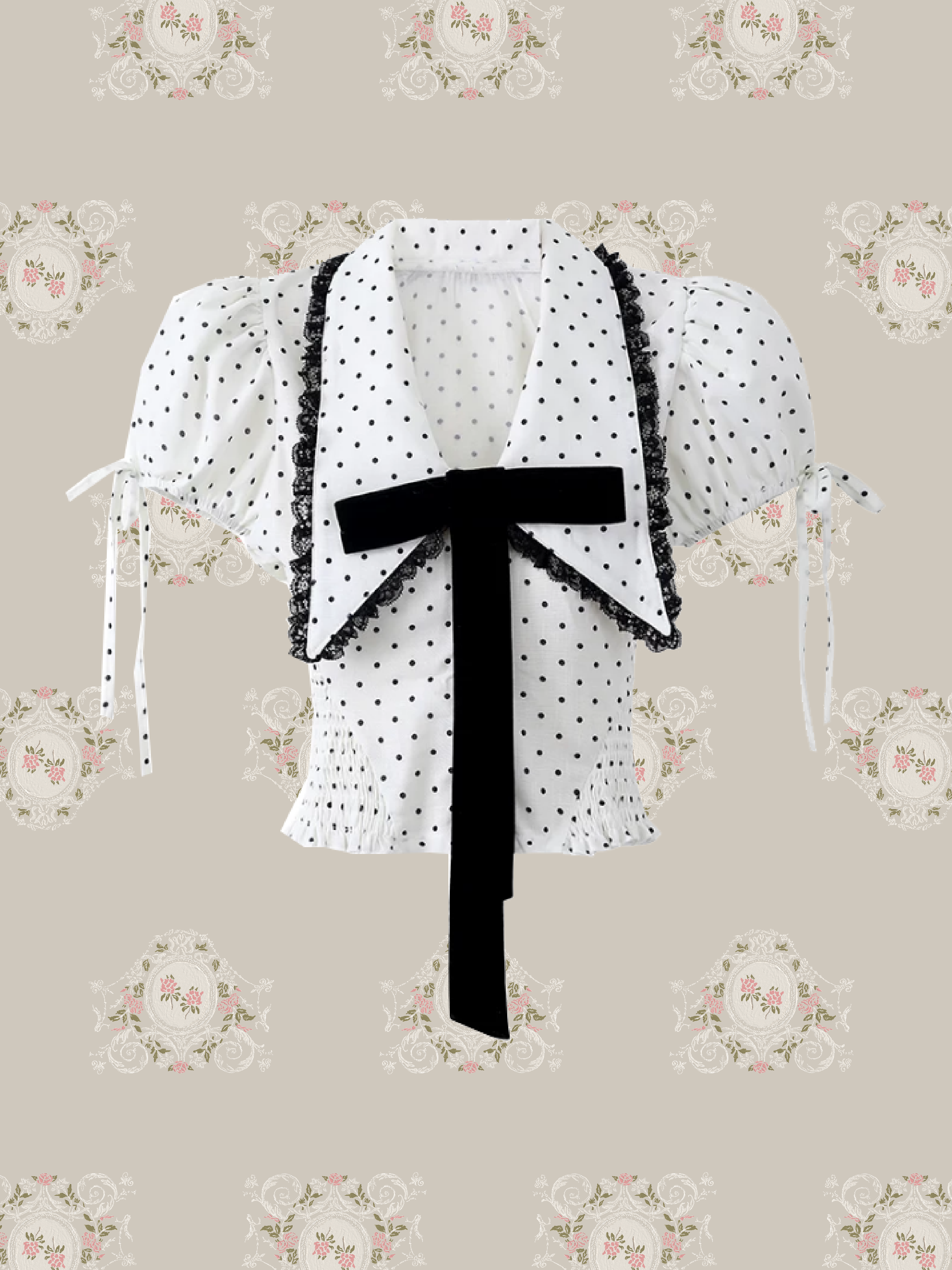 Lace Trim Sailor Collar Bow Set Up/レーストリムセーラーカラーリボンセットアップ