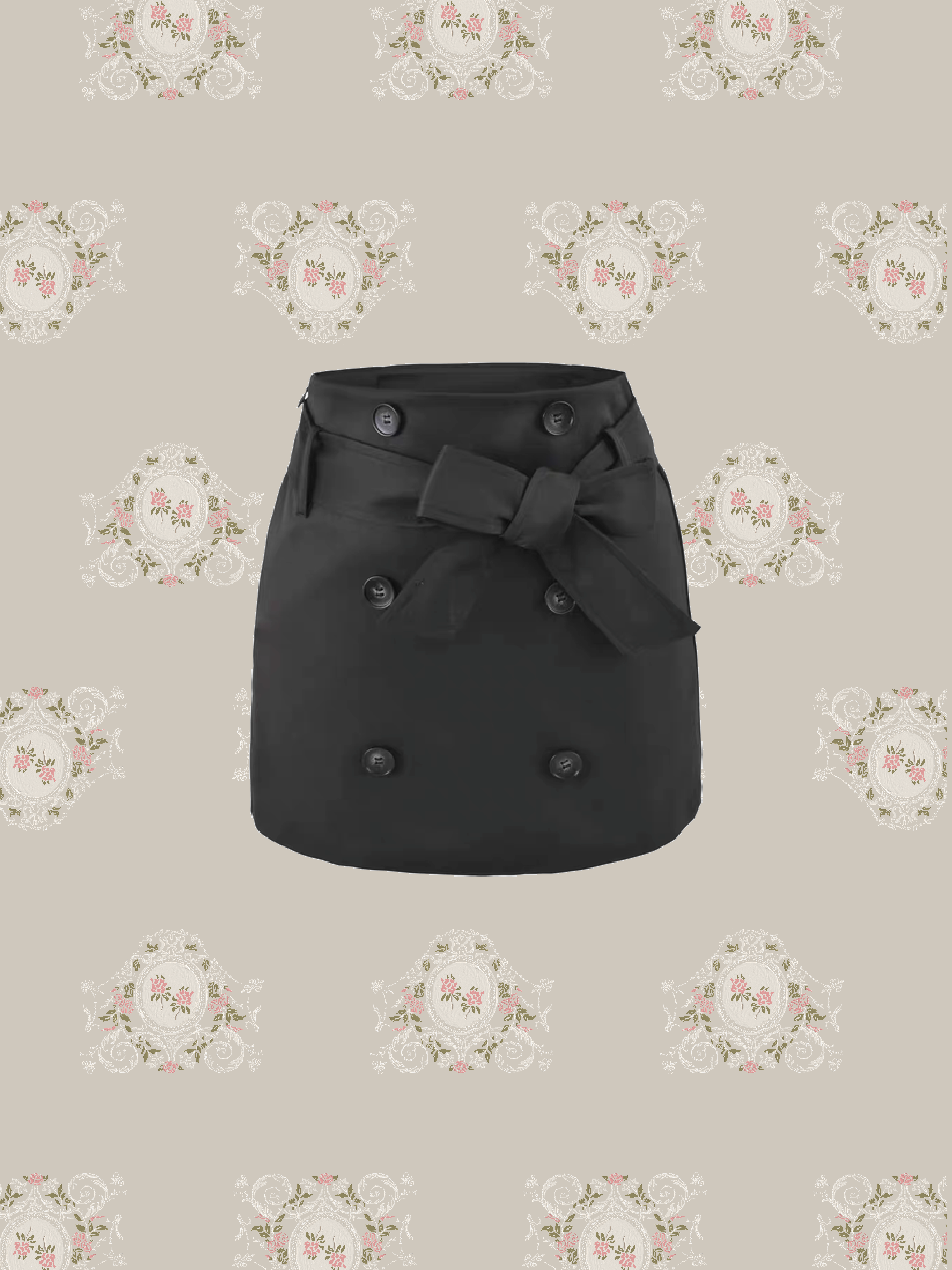 Trench-Inspired Belted Mini Skirt/トレンチ風ベルト付きミニスカート