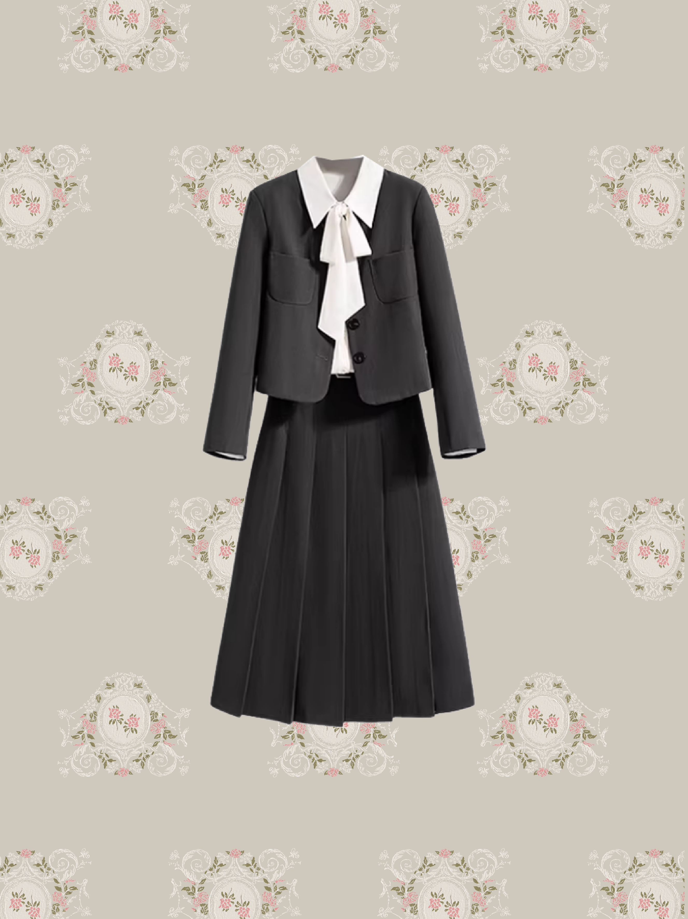 Elegant Blouse Jacket 3 Items Set Up/エレガントブラウスジャケット3点セットアップ