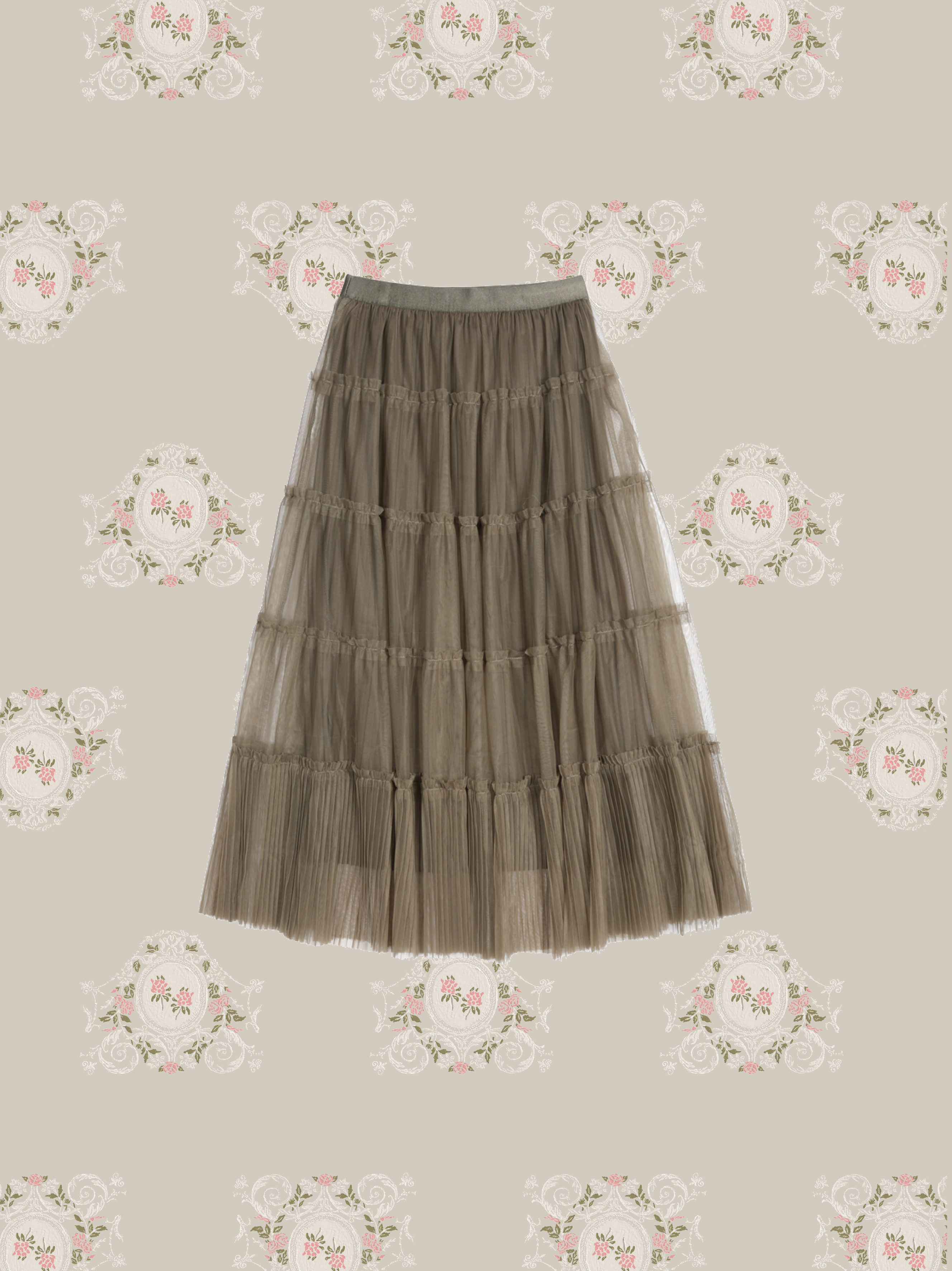 Layered Mesh Stitching Skirt/レイヤードメッシュステッチスカート