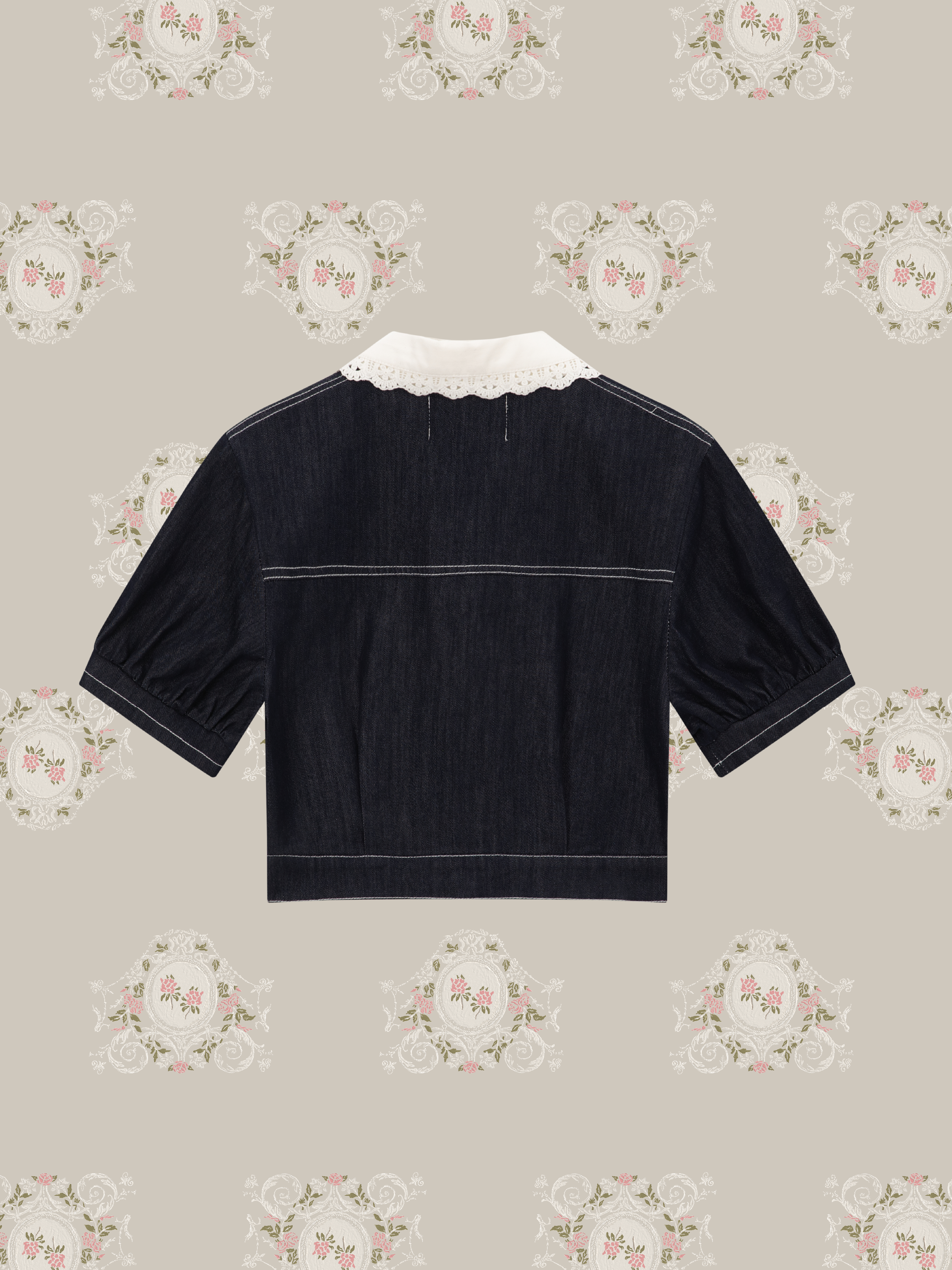 ・予約商品・Sweet Lace Collar Denim Shirt Jacket/スウィートレースカラーデニムシャツジャケット
