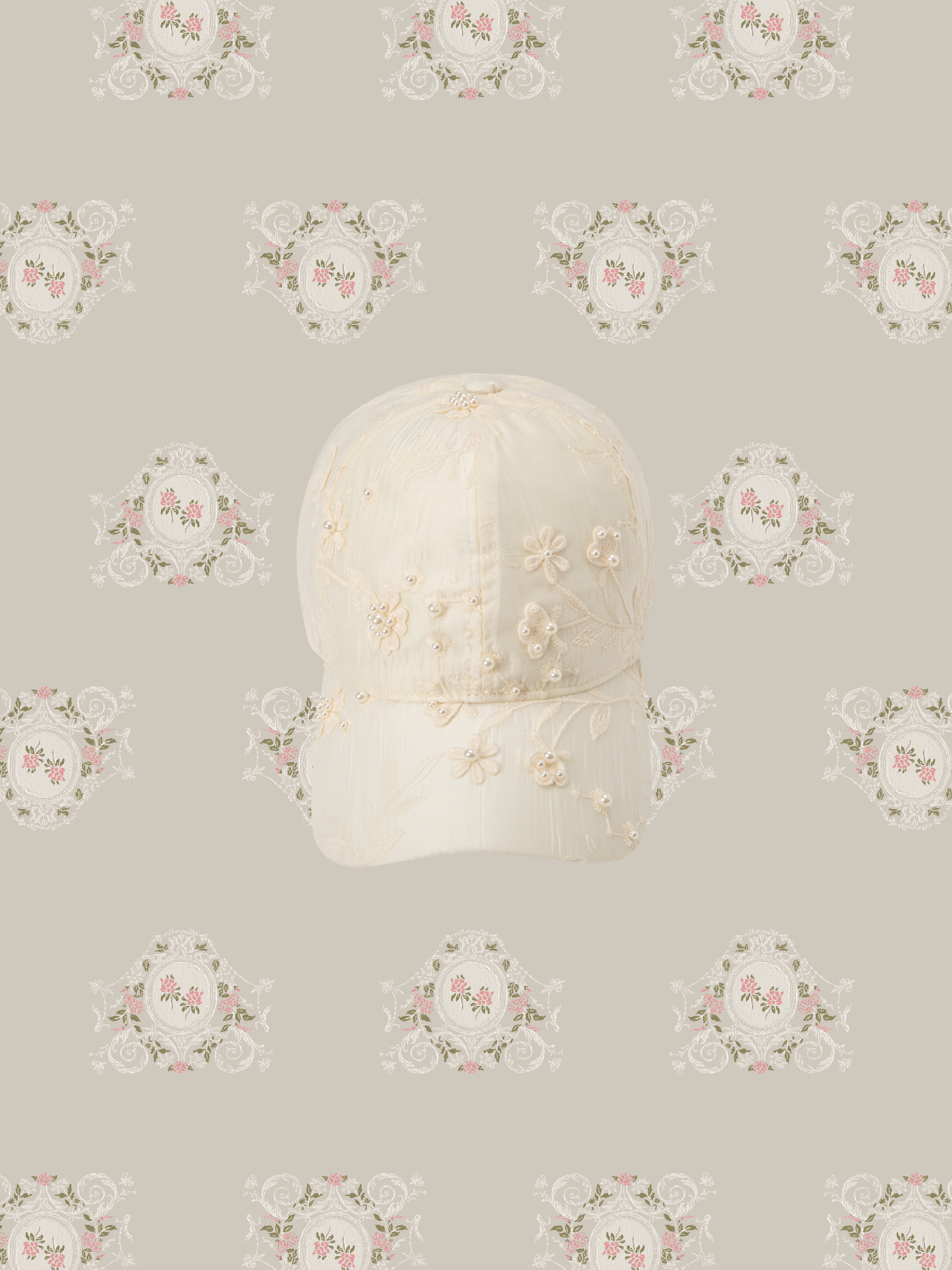 Romantic Embroidery Pearl Cap