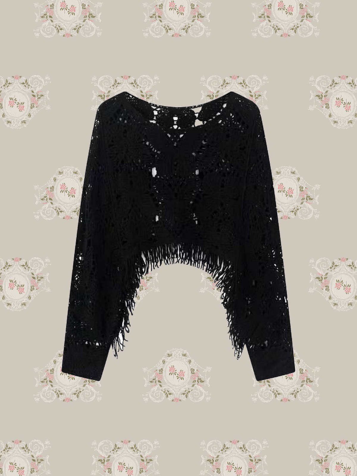 Crochet Fringe Hollow Out Knit/クロシェ編みフリンジ透かしニット