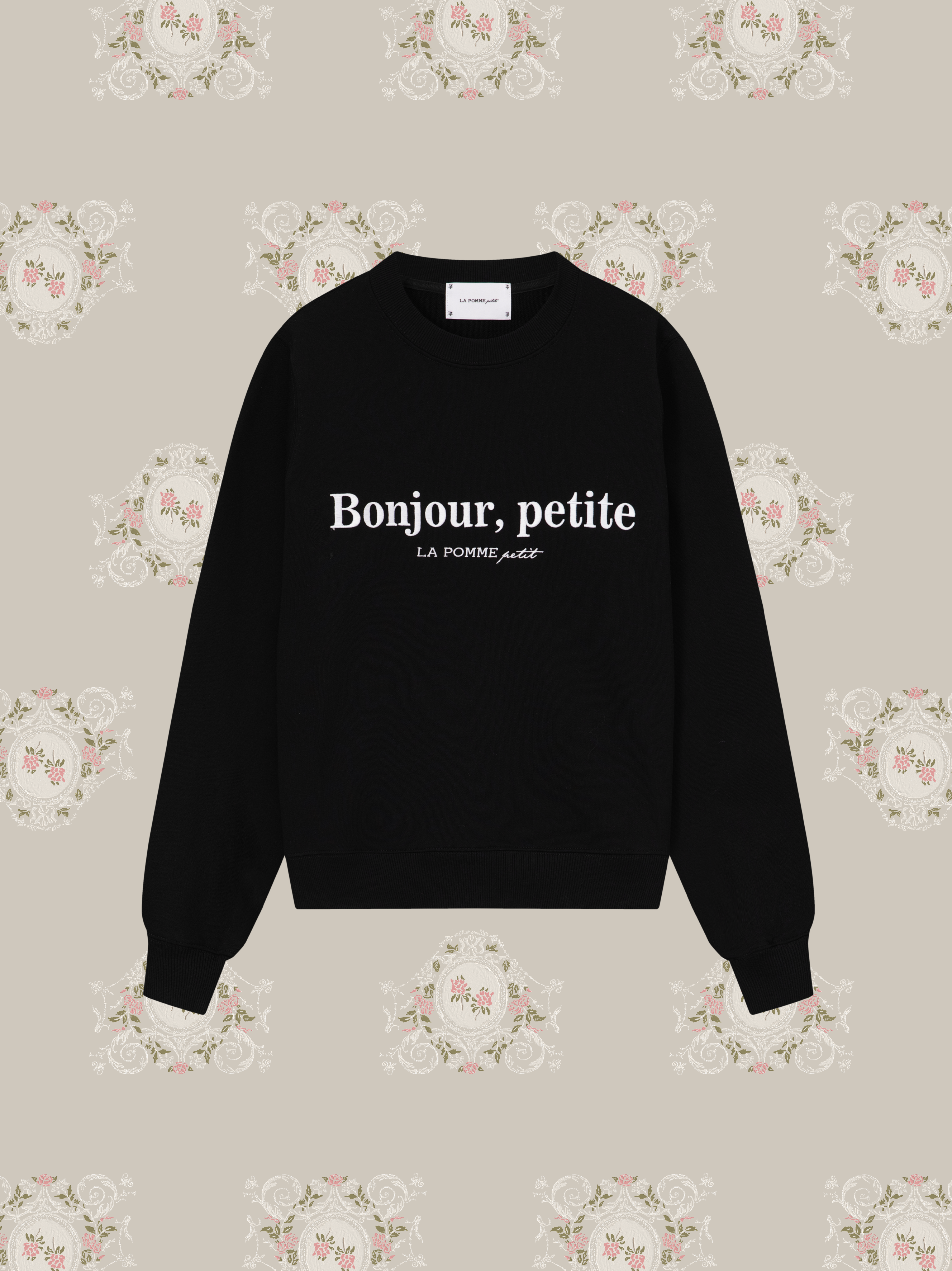 LA POMME petit Embroidery Bonjour petite Sweat