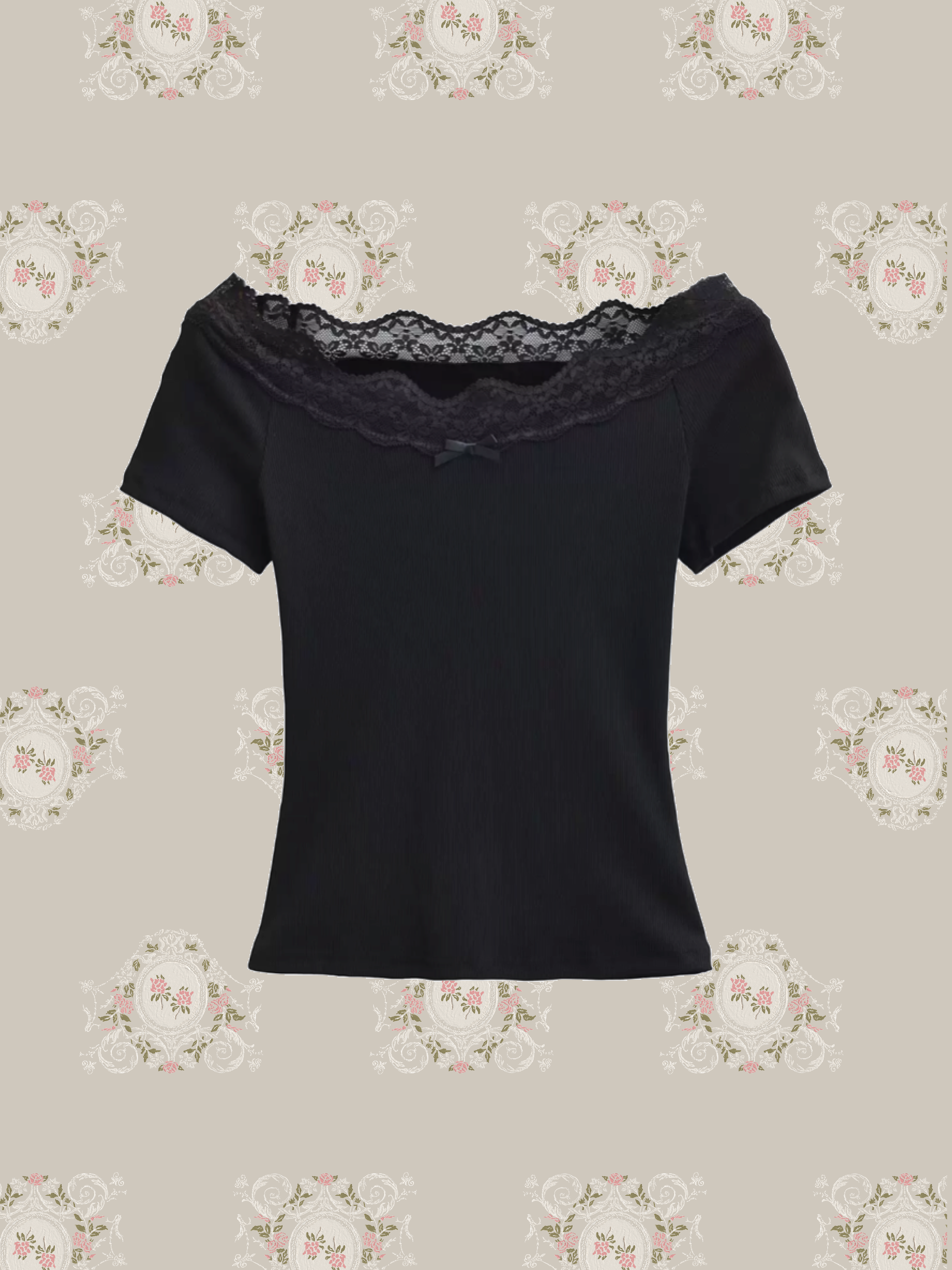 Off Shoulder Lace Piping T/オフショルダーレースパイピングT