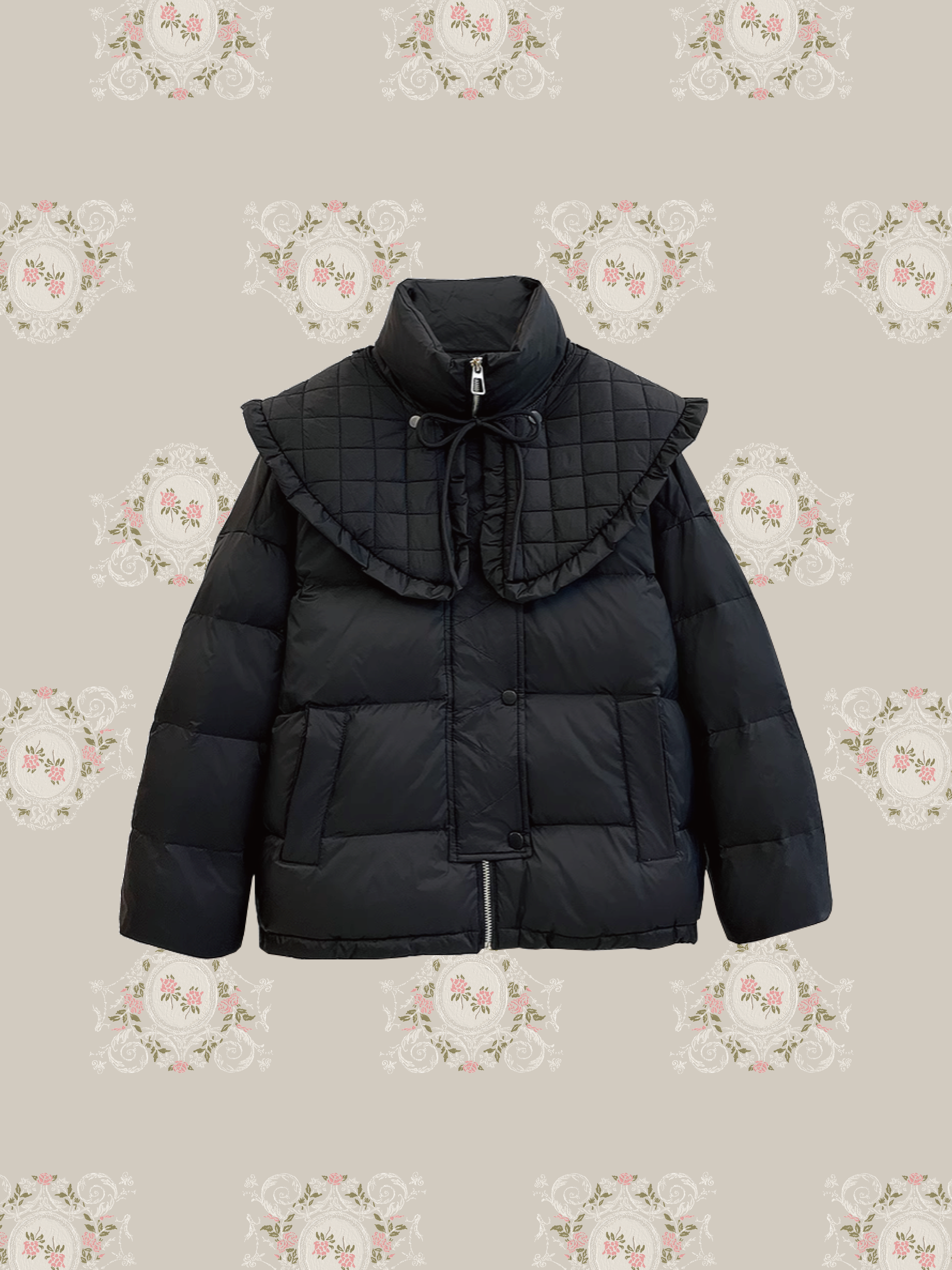 Lace Frill Collar Puff Duck Down Coat レースフリル襟パフ Lace Frill Collar Puff Duck Down Coat レースフリル襟パフ
