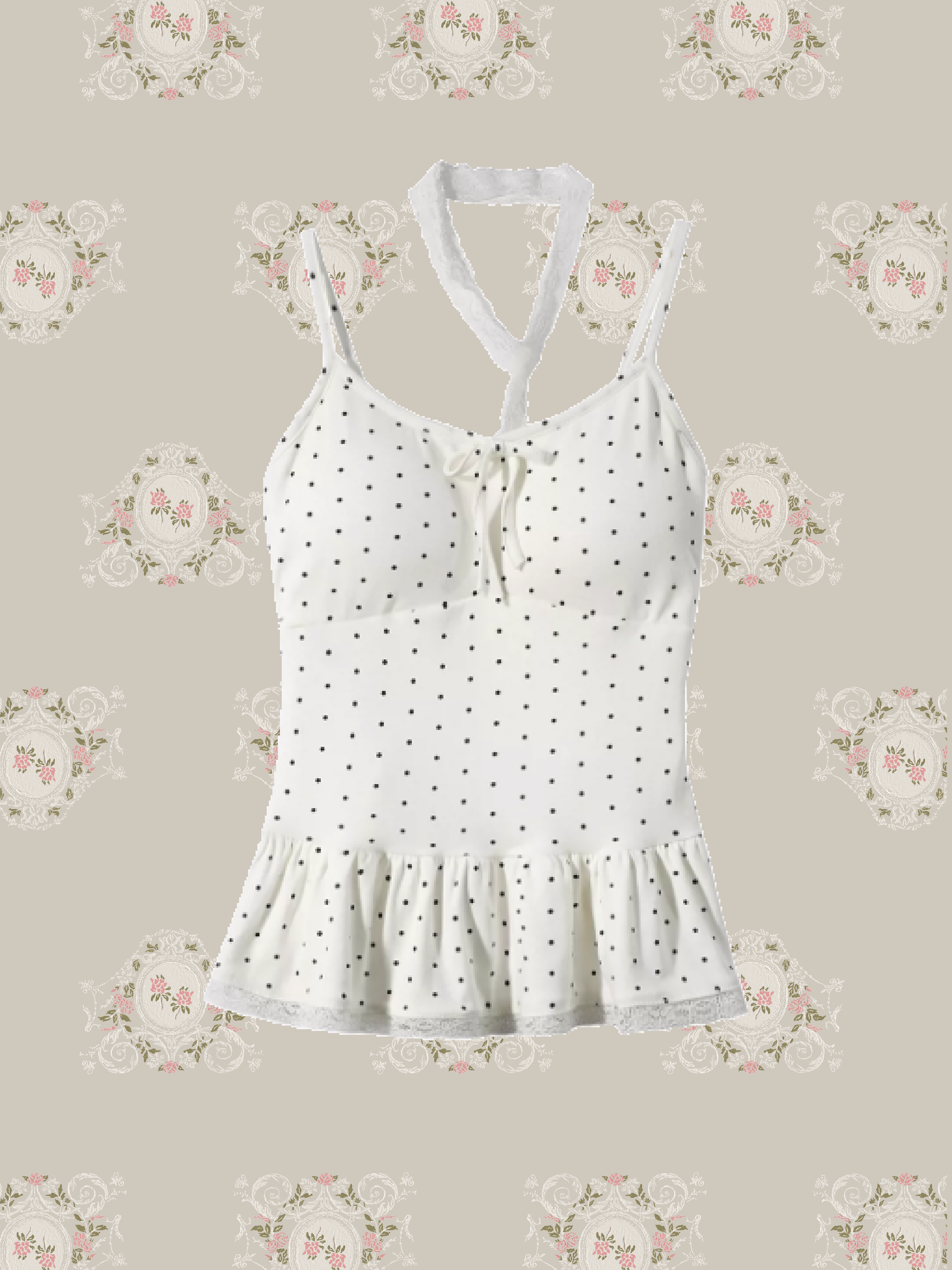 Dots Padded Frill Cami/ドット柄パッド入りフリルキャミソール