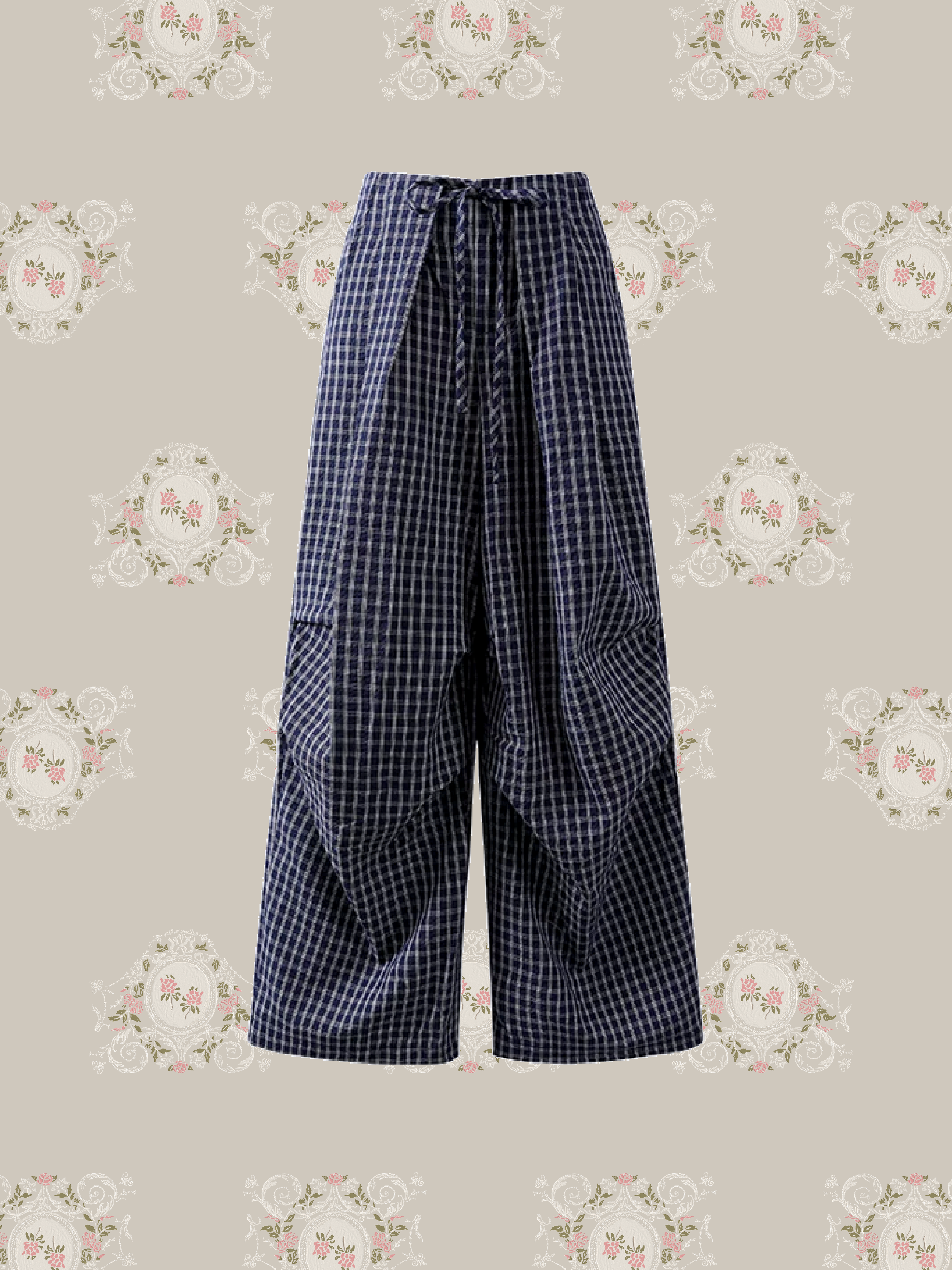 Ruffle Strapless Top Checkered Pants Set Up/フリル付きストラップレストップスチェック柄パンツセットアップ