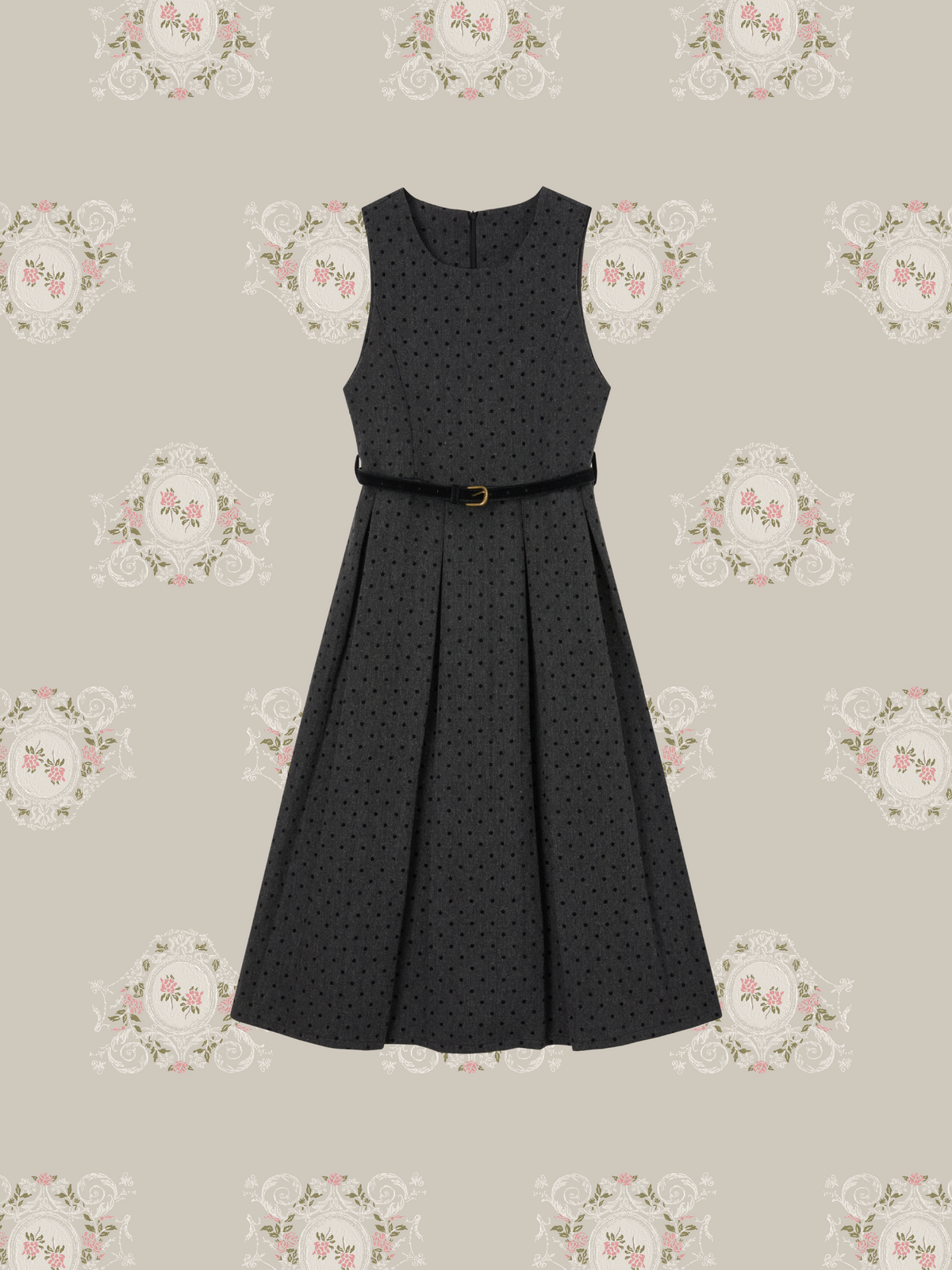 Polka Dot Dress Lace Bow Blouse Set Up/ドット柄ワンピース＆レースリボンブラウスセットアップ
