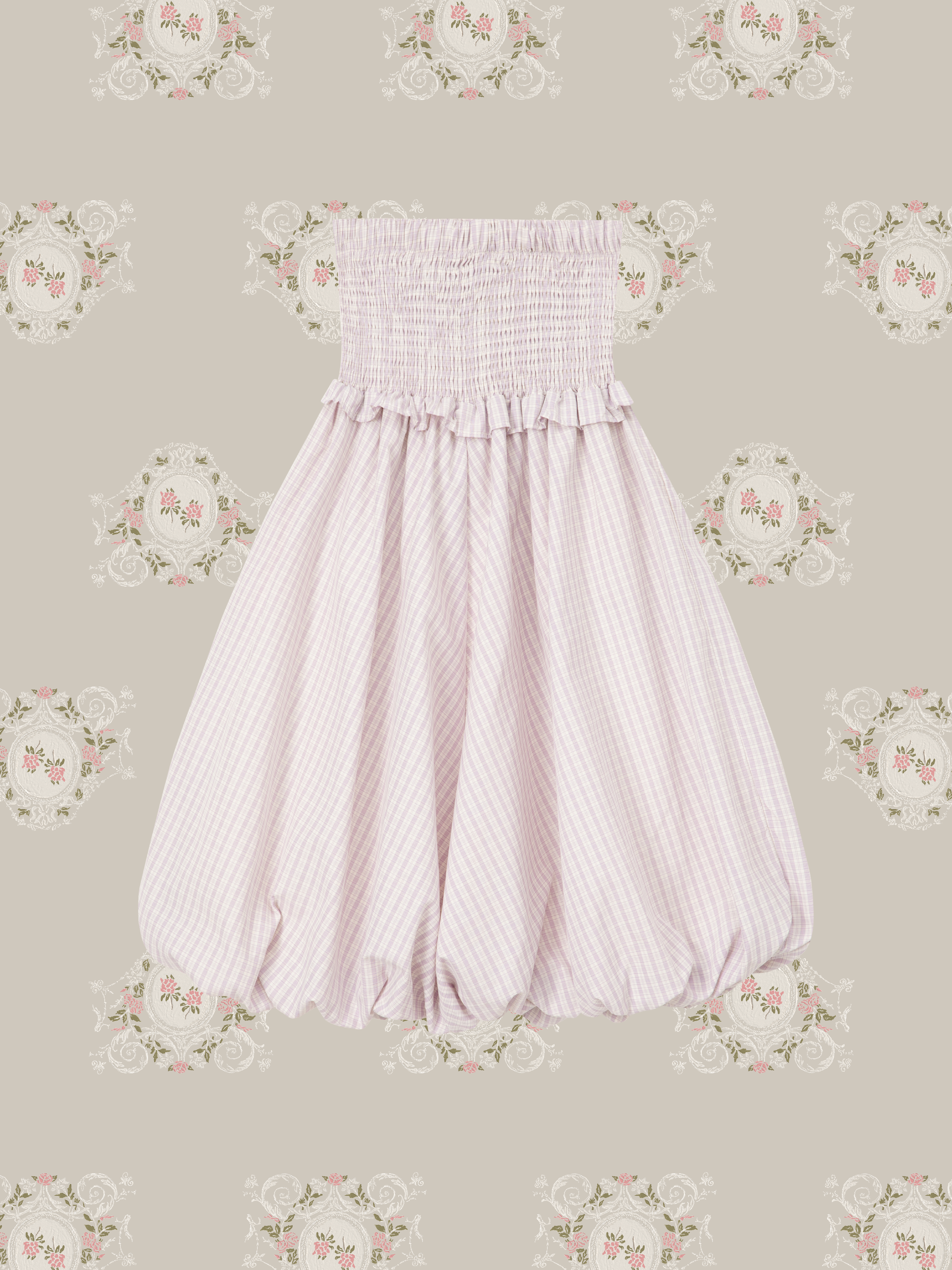 Lavender Bow Top Bubble Skirt Set Up/ラベンダーリボン付きトップスバブルスカートセットアップ