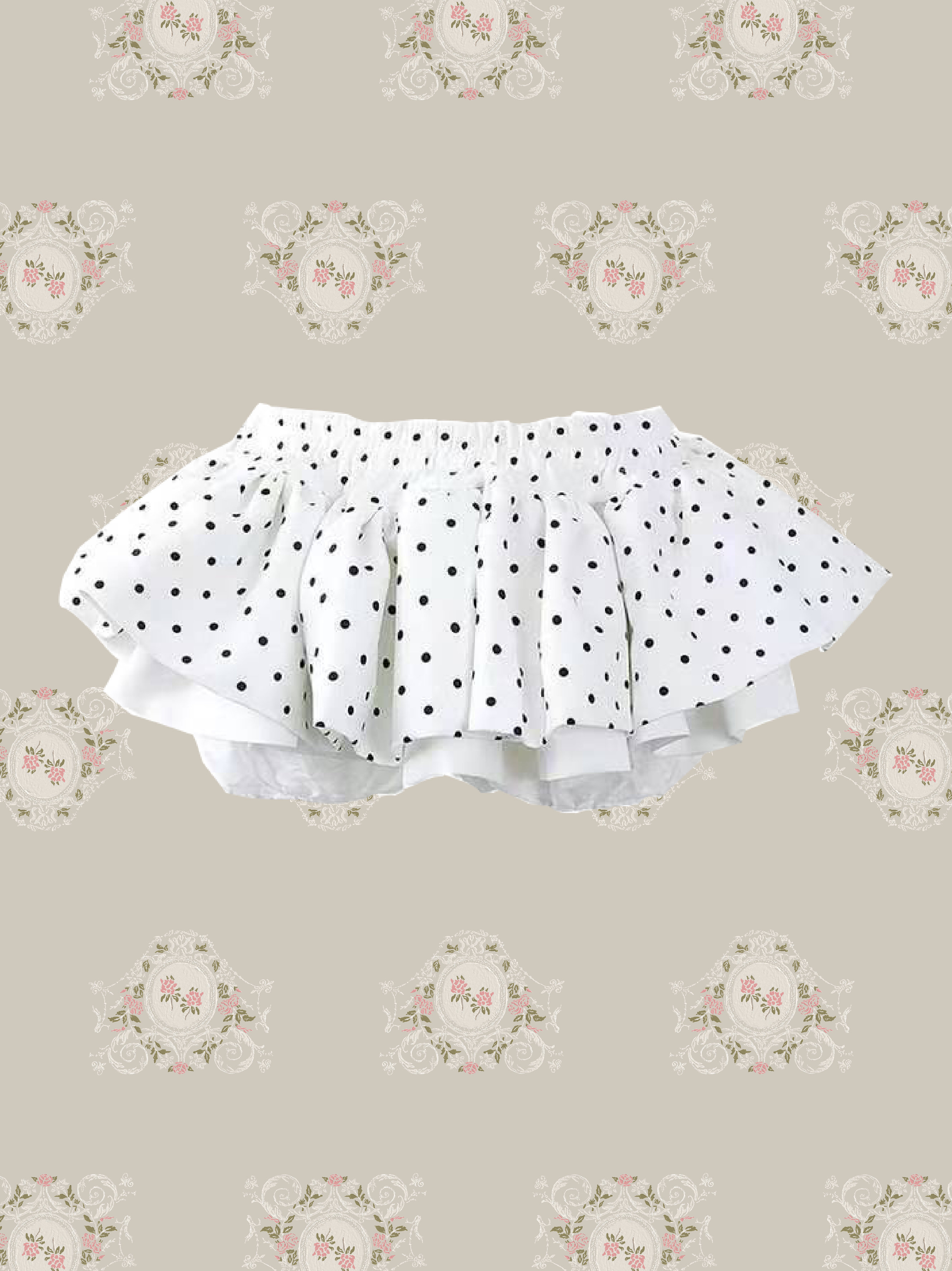 Ivory Polka Lace Up Flare Skirt Set Up/アイボリードット柄レースアップフレアスカートセット