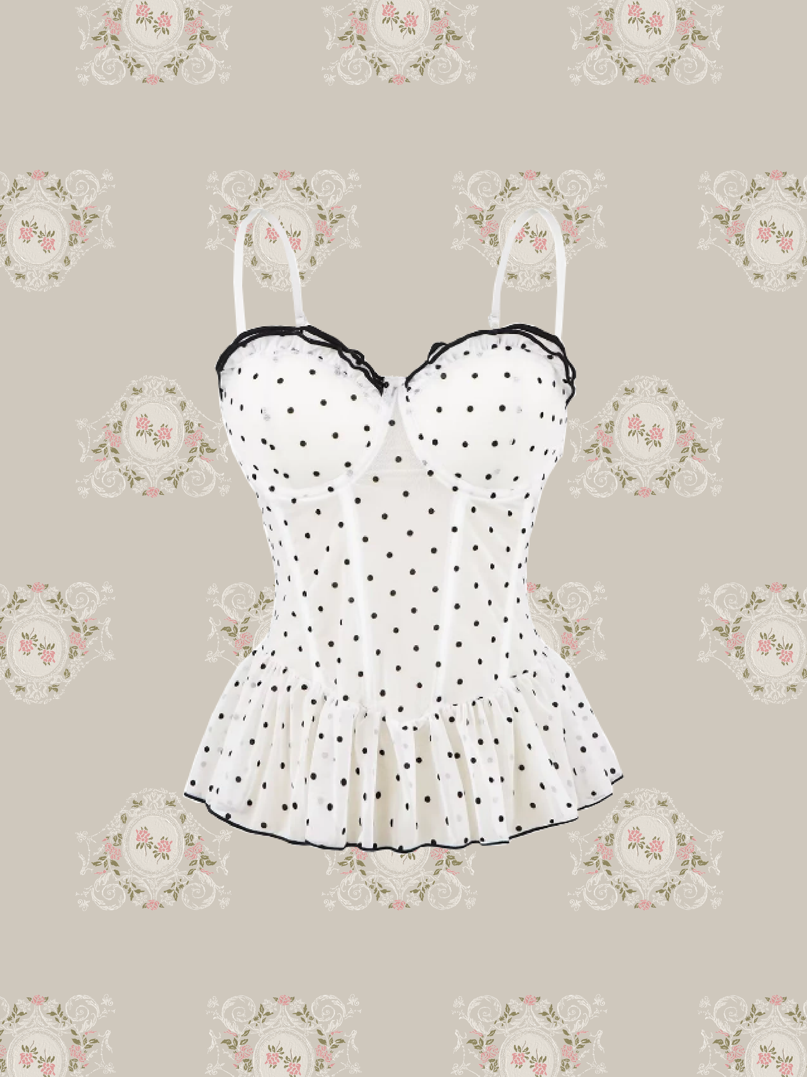 Dots Padded Flare Cami/ドット柄パッド入りフレアキャミソール