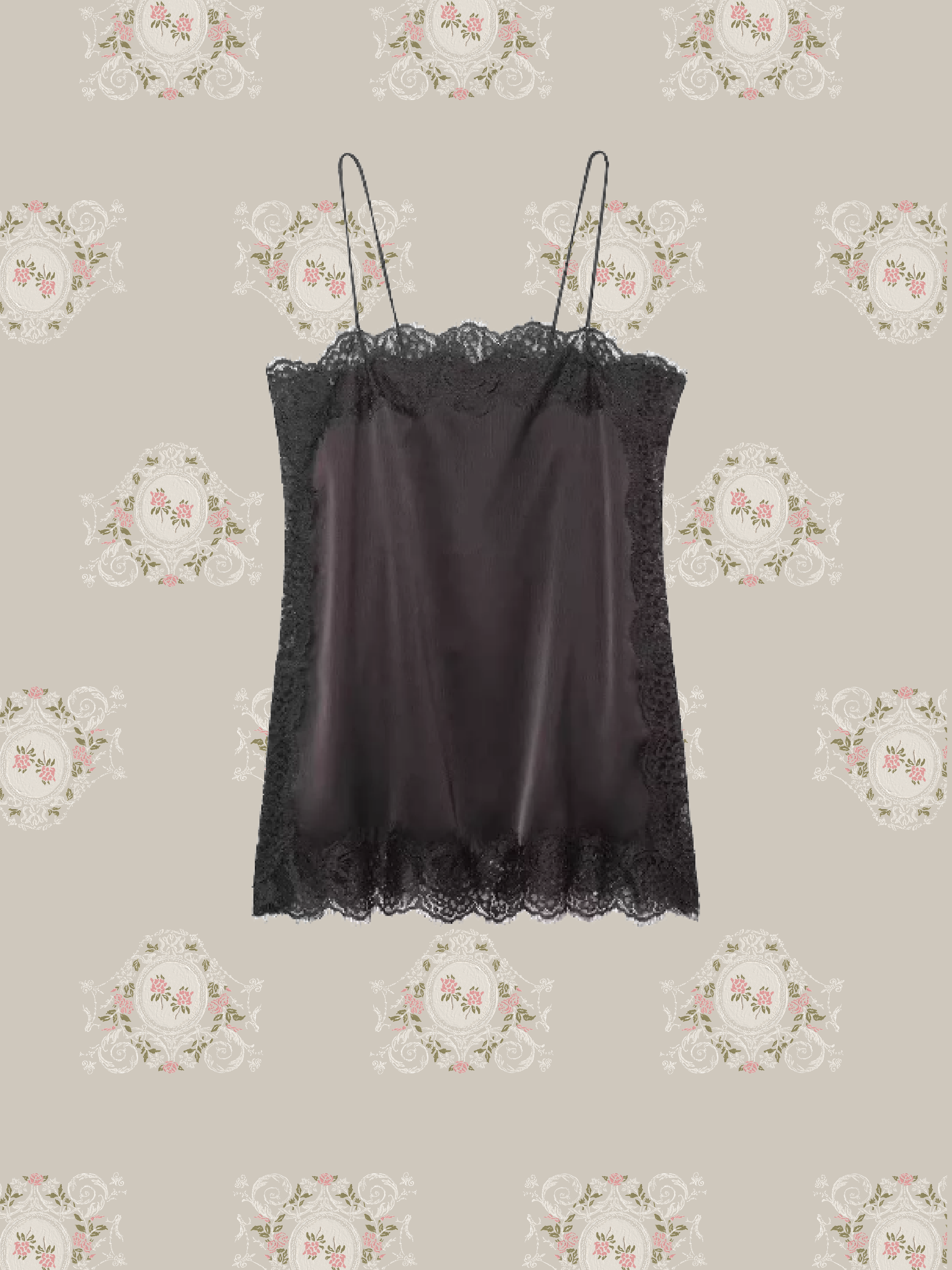 Satin Lace Trim Cami/サテンレーストリムキャミ
