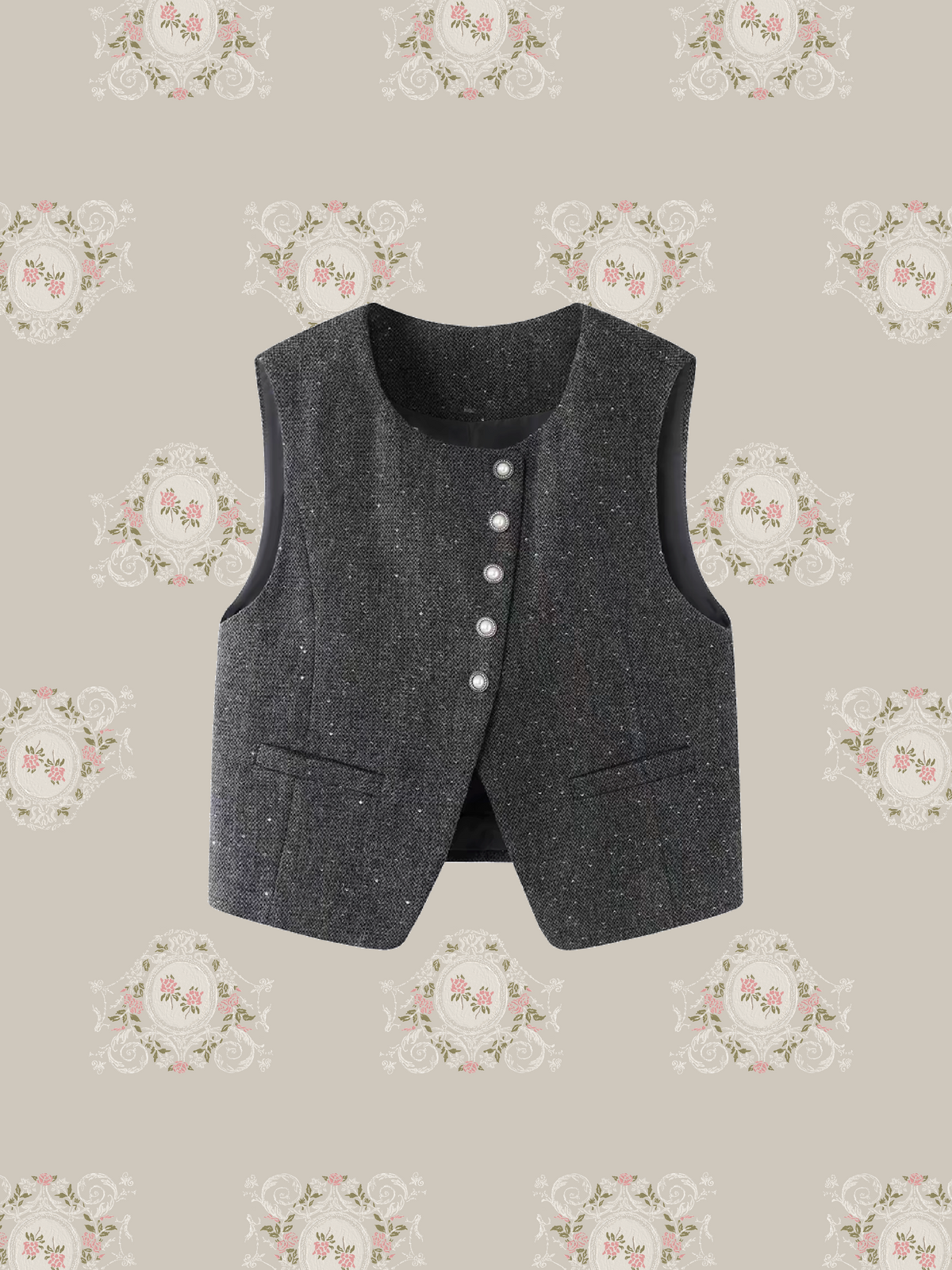Sparkle Tweed Vest High Neck Pleated Knit Dress Set Up/ラメツイードベストハイネックプリーツニットワンピースセットアップ