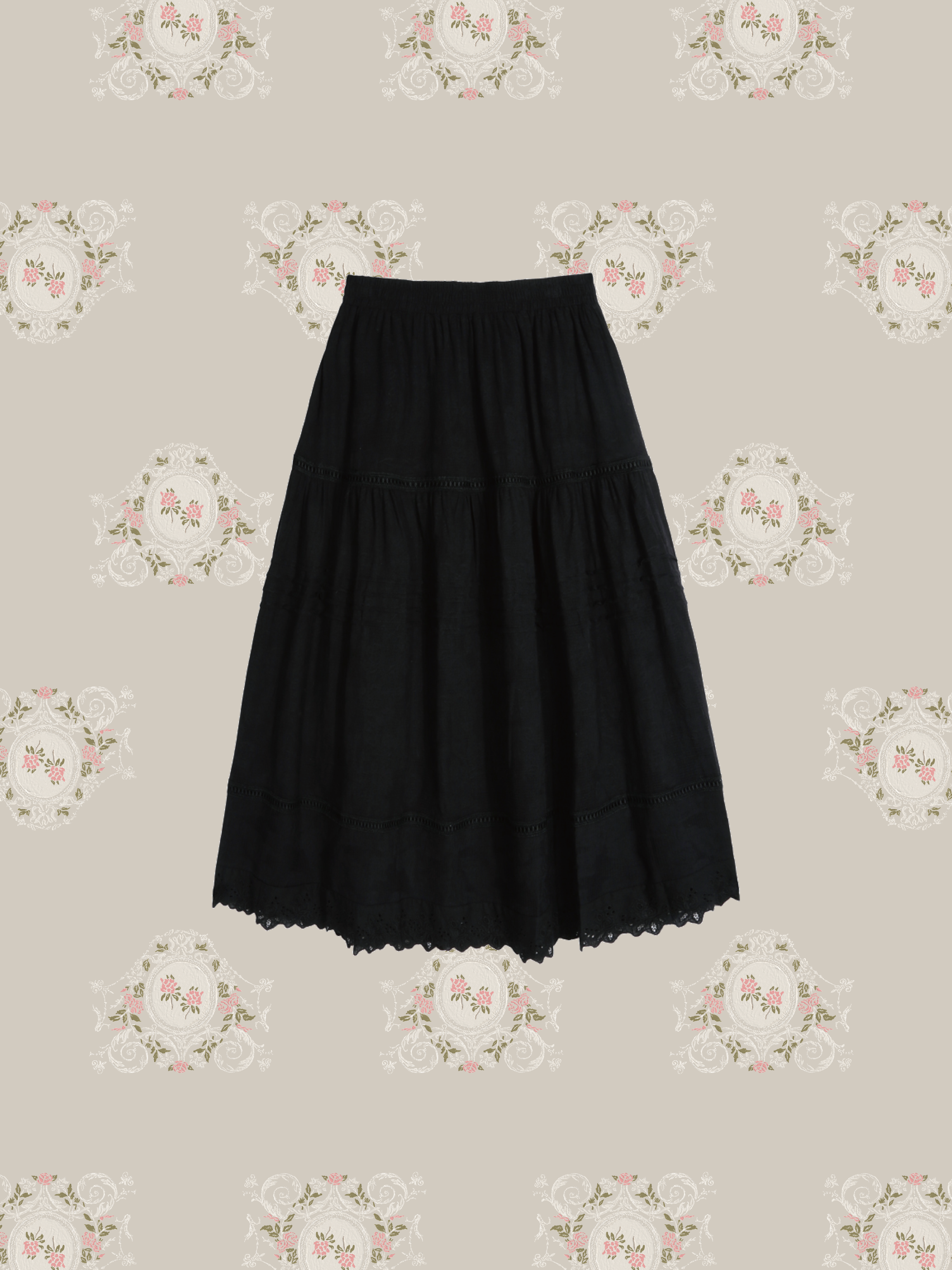 Flare Hollow Out Embroidery Skirt/フレア刺繍スカート