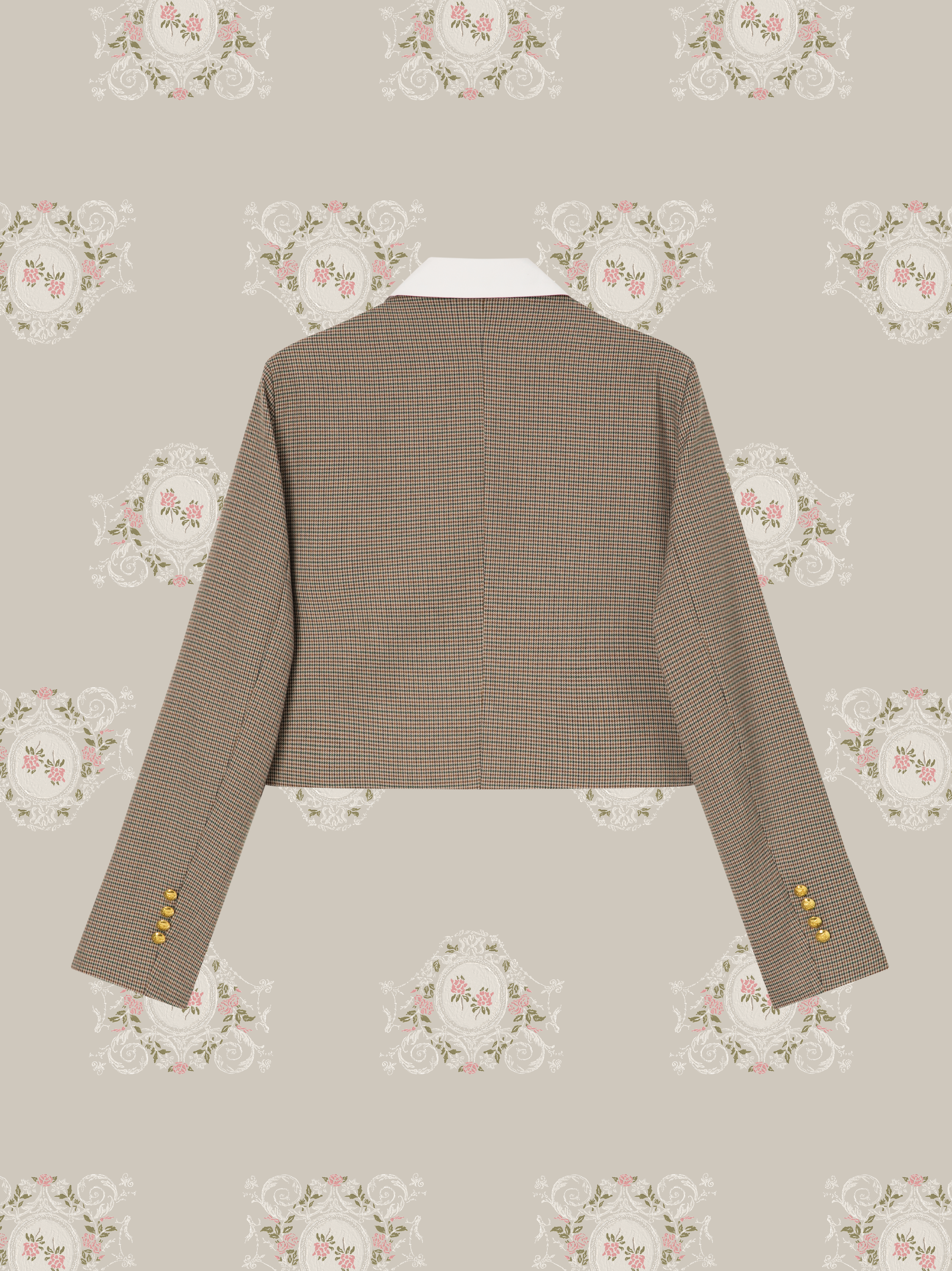 Houndstooth Gold Button Skirt Set-Up