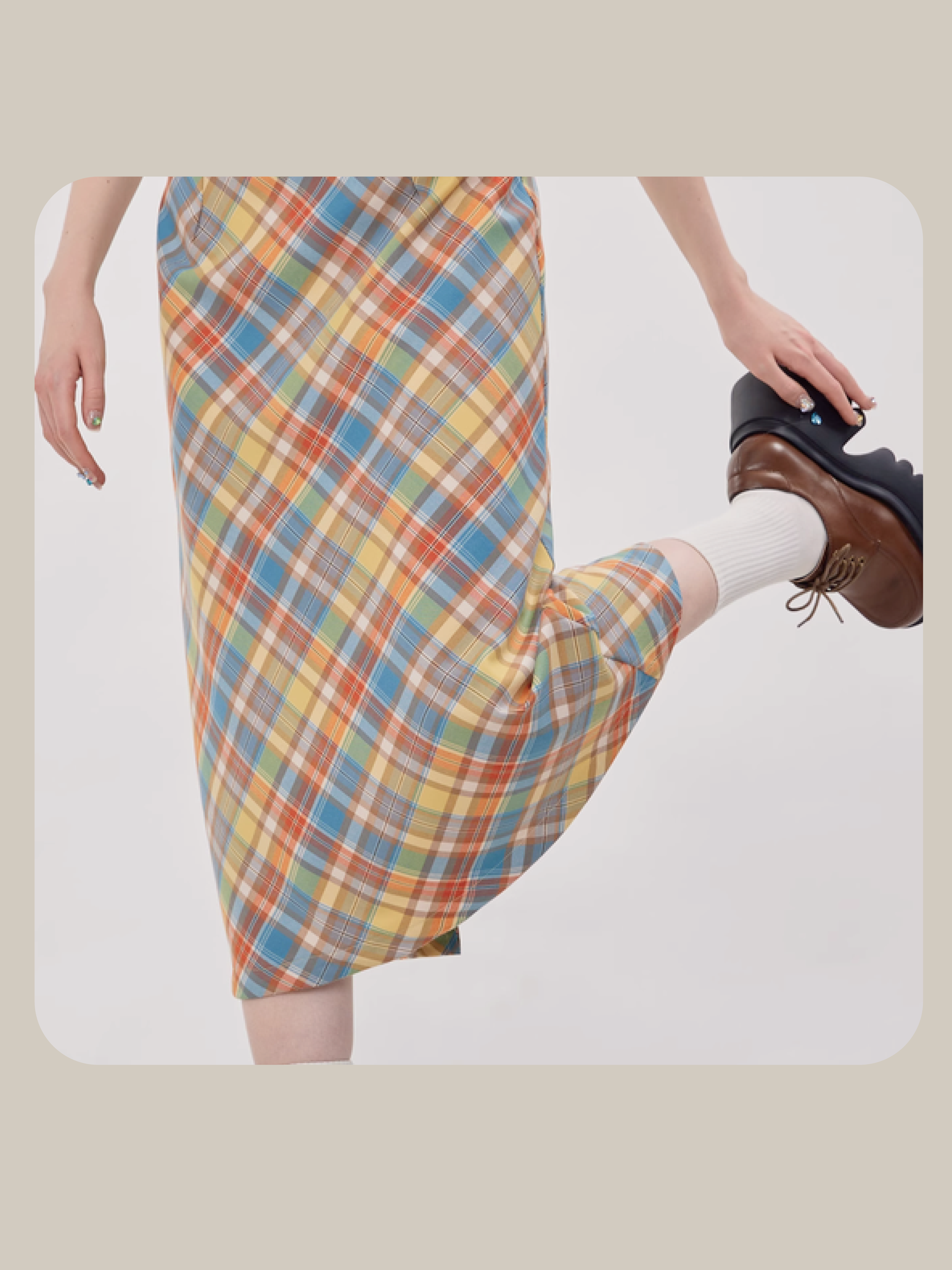 Macaron Color Plaid Skirt   マカロンカラーチェック柄スカート