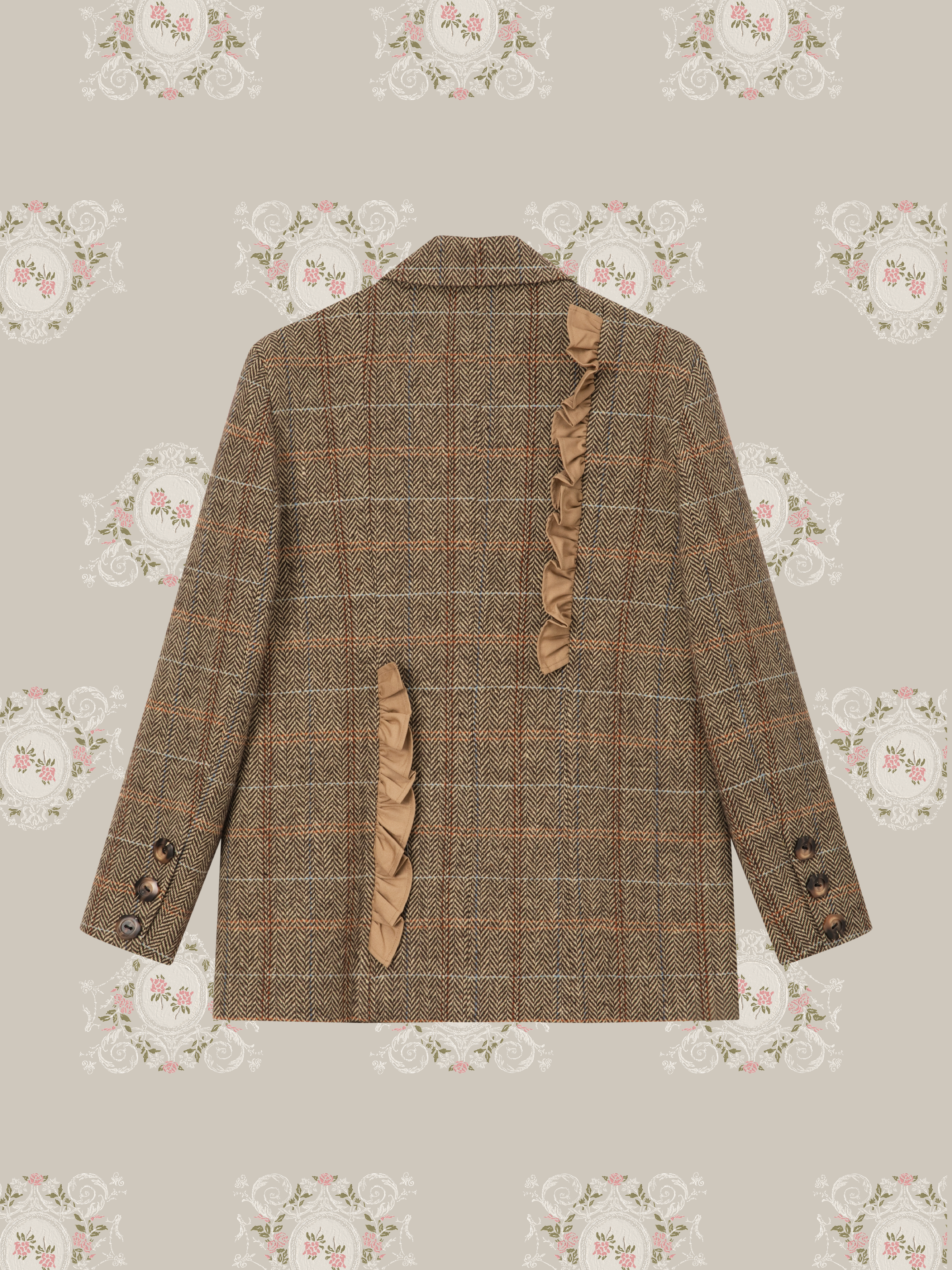 ・予約商品・Check Frill Decorate Jacket/チェック柄フリルジャケット