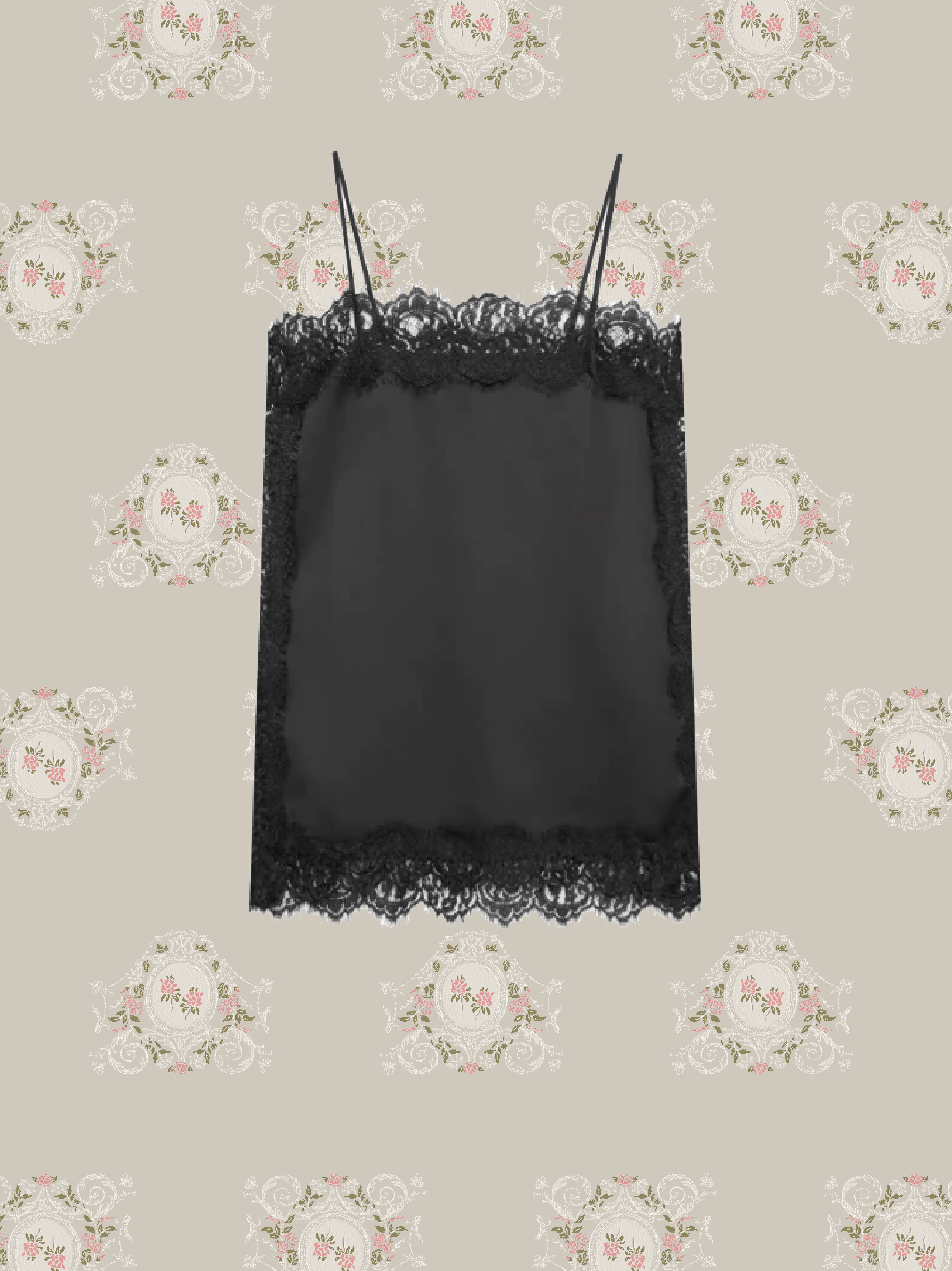 Satin Lace Trim Cami/サテンレーストリムキャミ