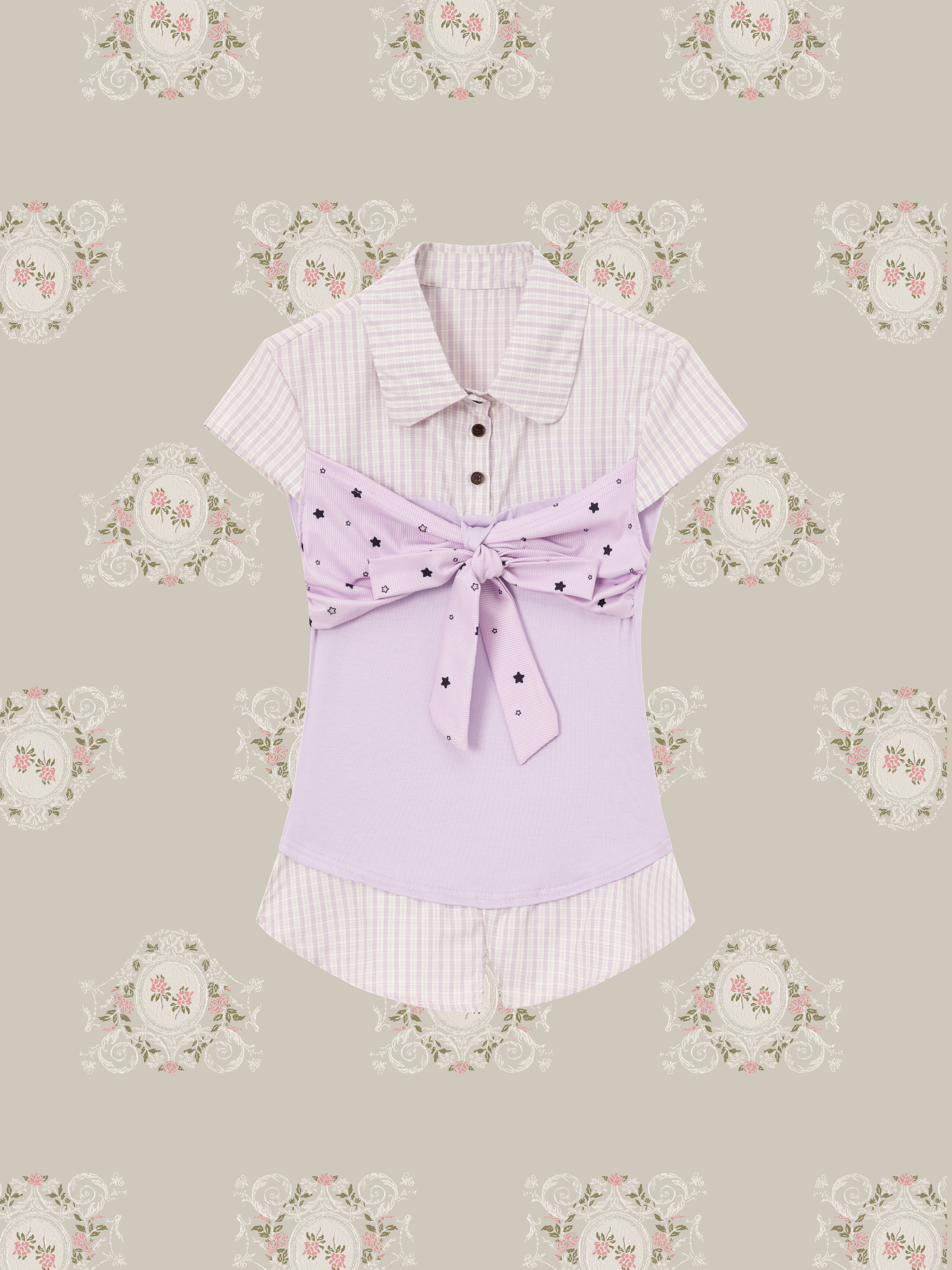 Lavender Bow Top Bubble Skirt Set Up/ラベンダーリボン付きトップスバブルスカートセットアップ