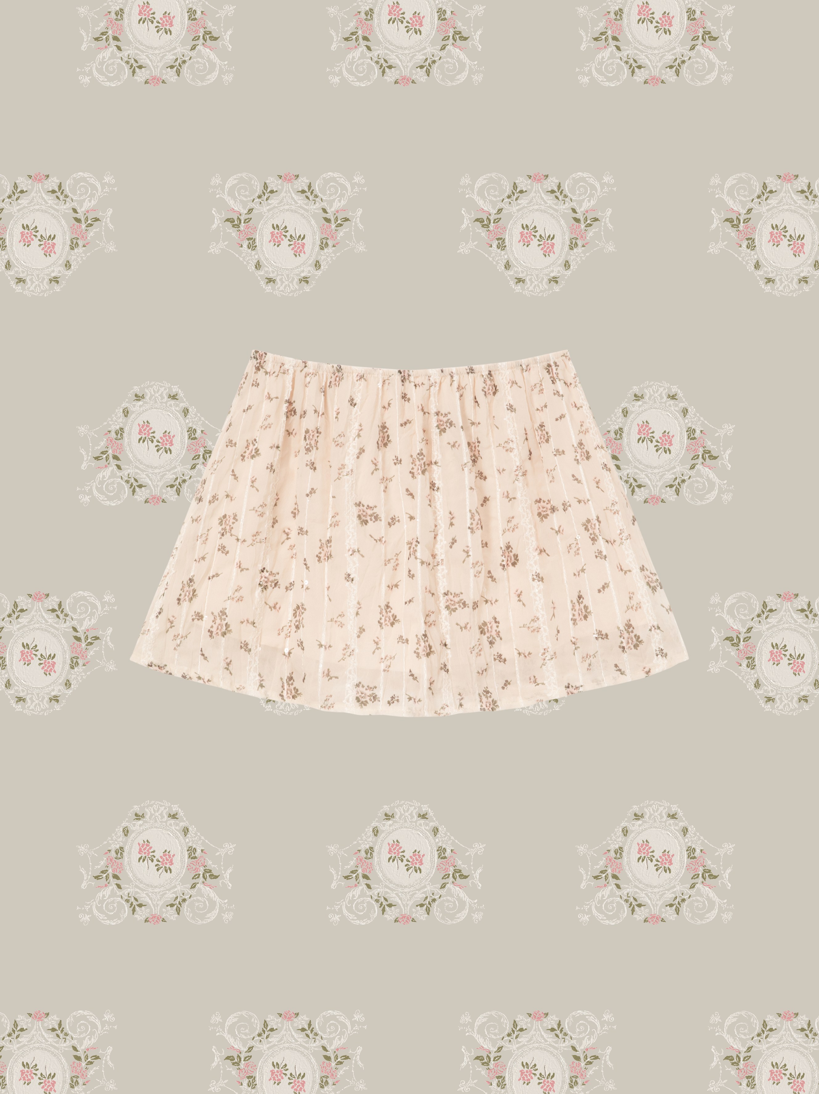 Bow Tie Vintage Floral Blouse Set Up/ボウタイ付きヴィンテージ花柄ブラウスセットアップ