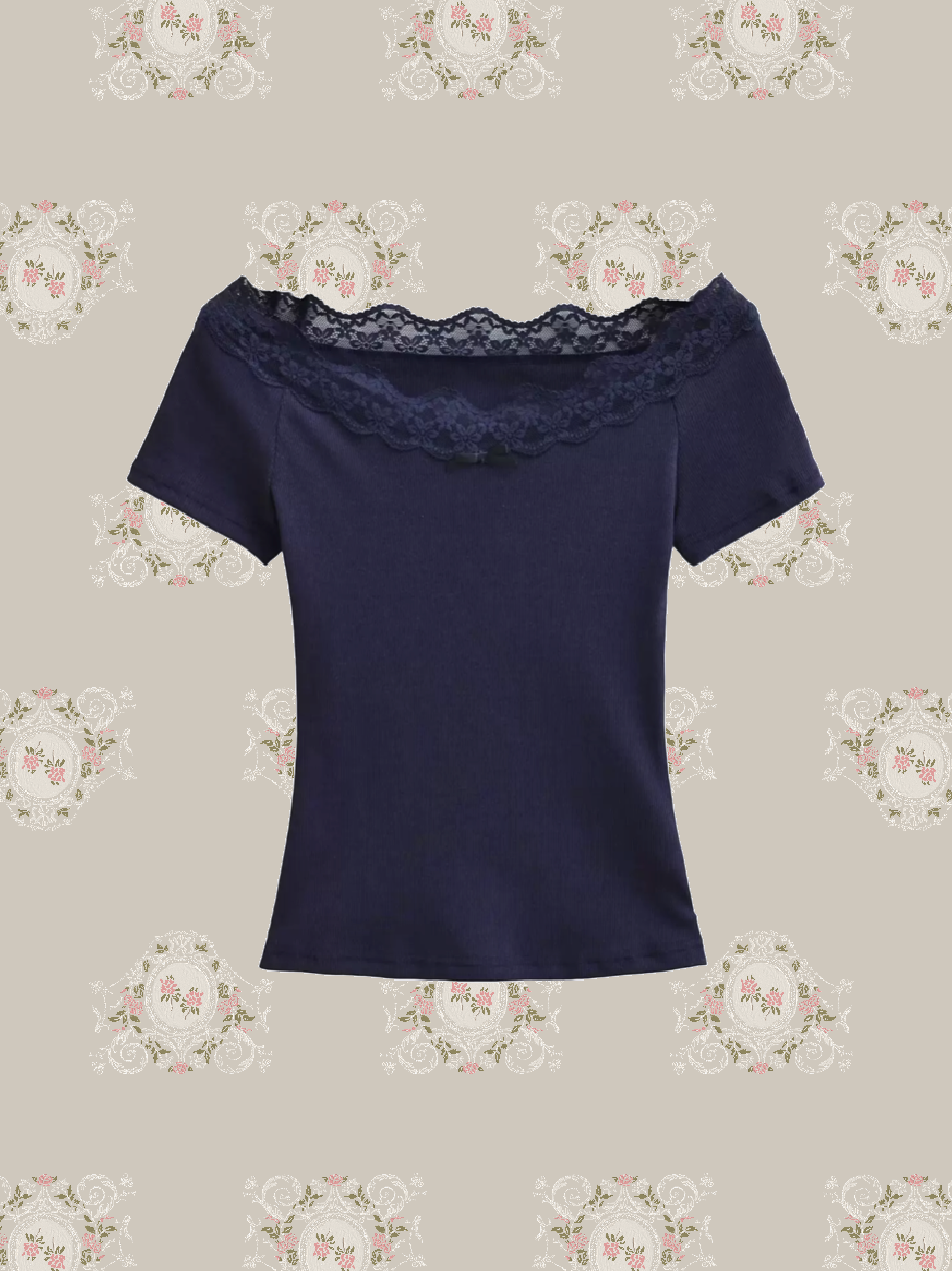 Off Shoulder Lace Piping T/オフショルダーレースパイピングT