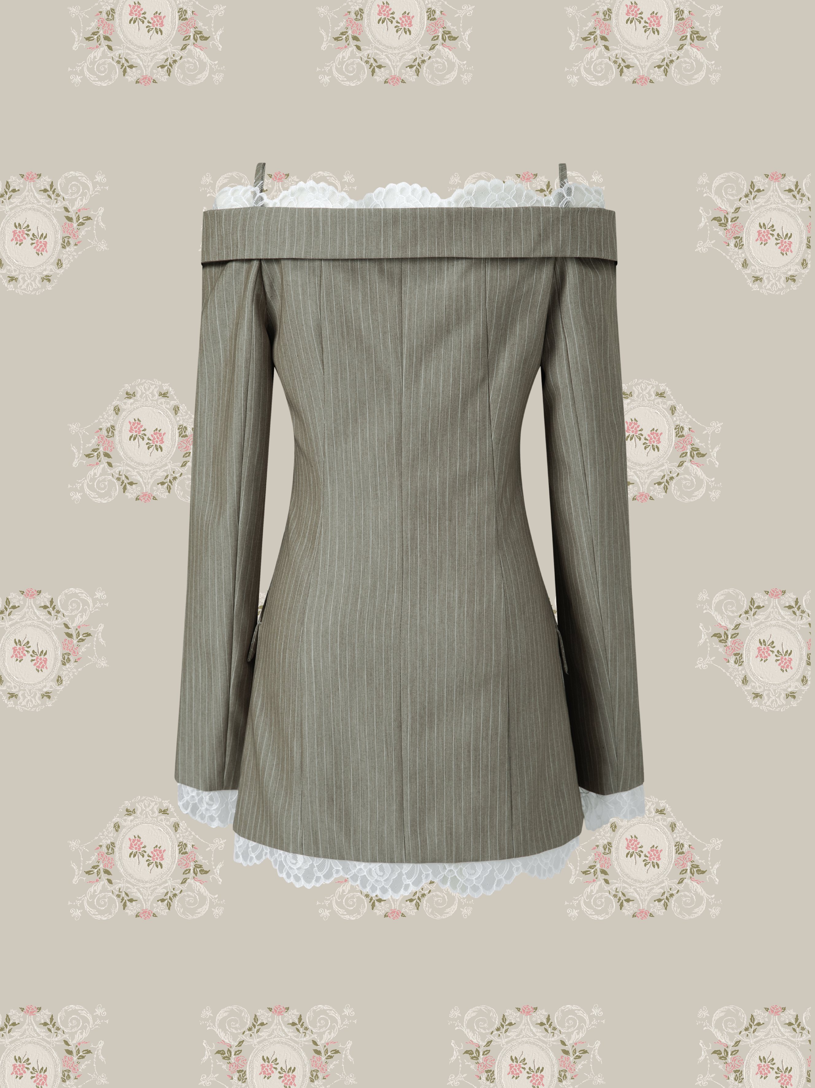 ・予約商品・Open Shoulder Lace Blazer Dress/オープンショルダーレースブレザードレス