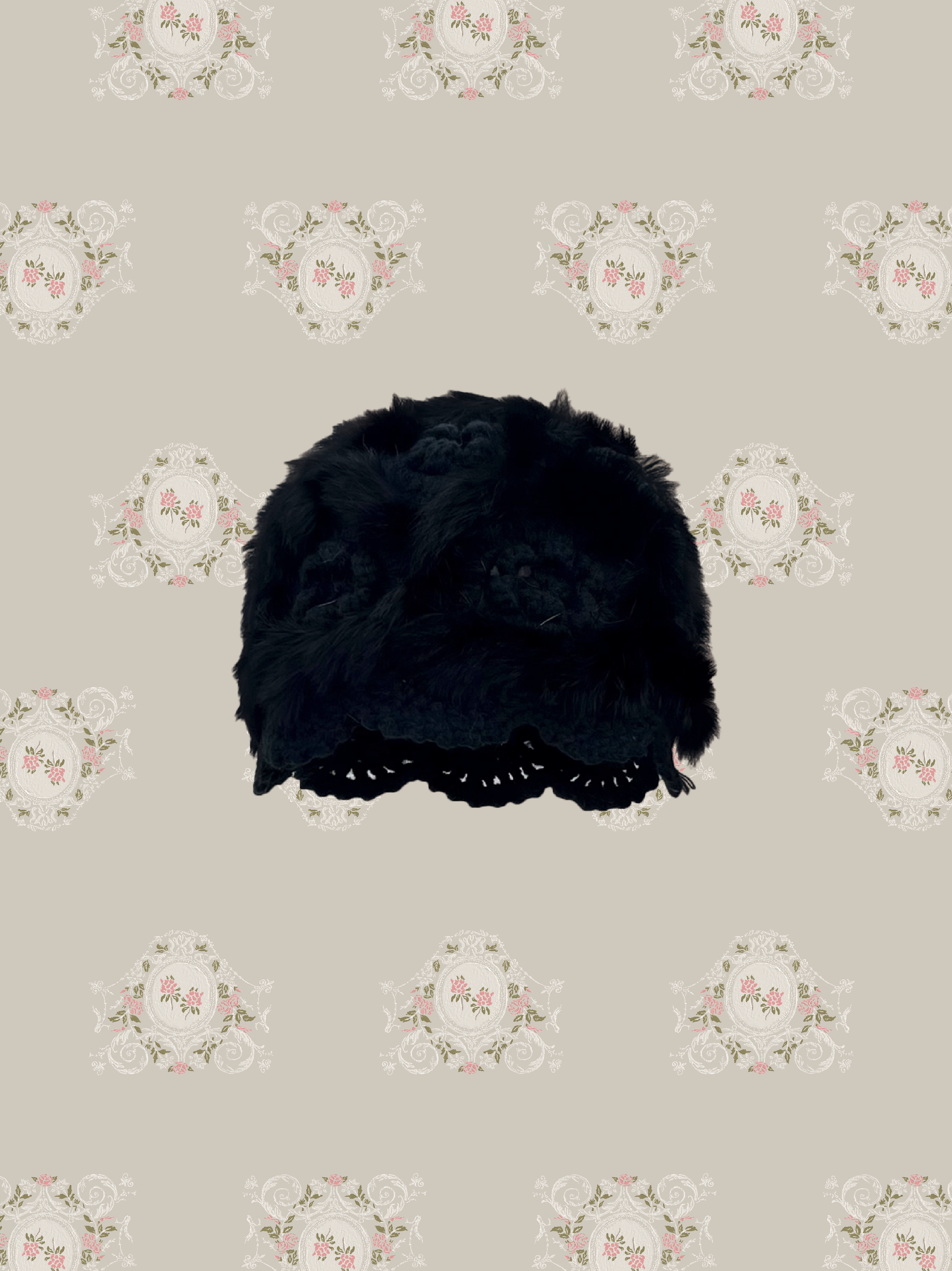 Fluffy Knitting Flower Hat/ふわふわニットフラワーハット