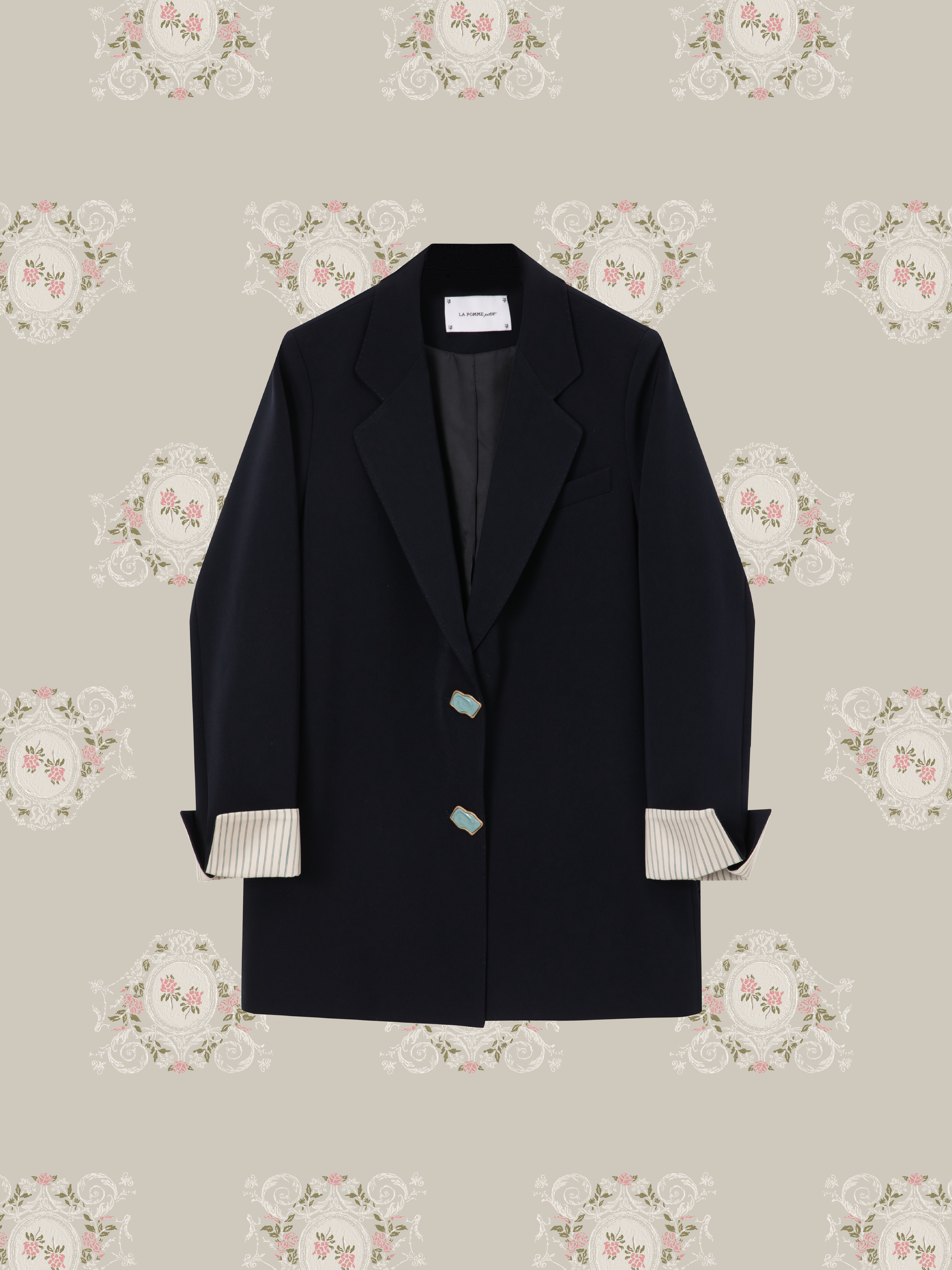 ・予約商品・ Loose Suit Stripe Cuff Jacket/ルーズストライプ袖口ジャケット
